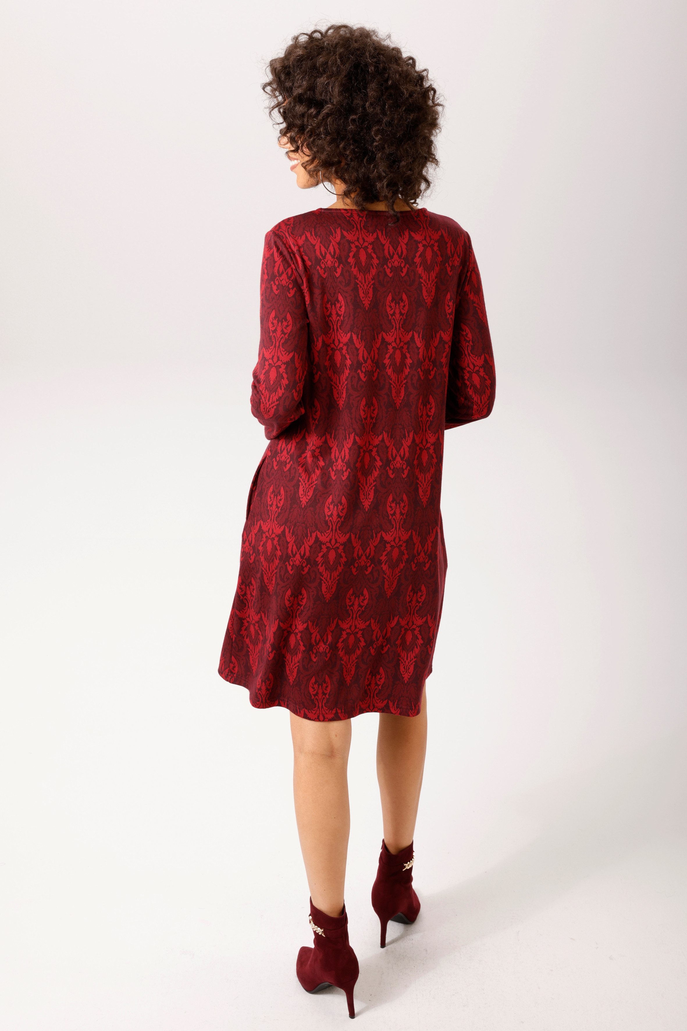 Aniston CASUAL A-Linien-Kleid mit großflächigem Ornament-Muster - NEUE KOLLEKTION