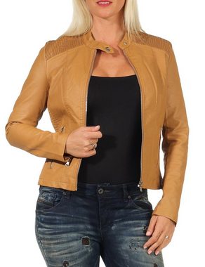 malito more than fashion Lederimitatjacke 5195 Bikerjacke Slimfit mit Steppung