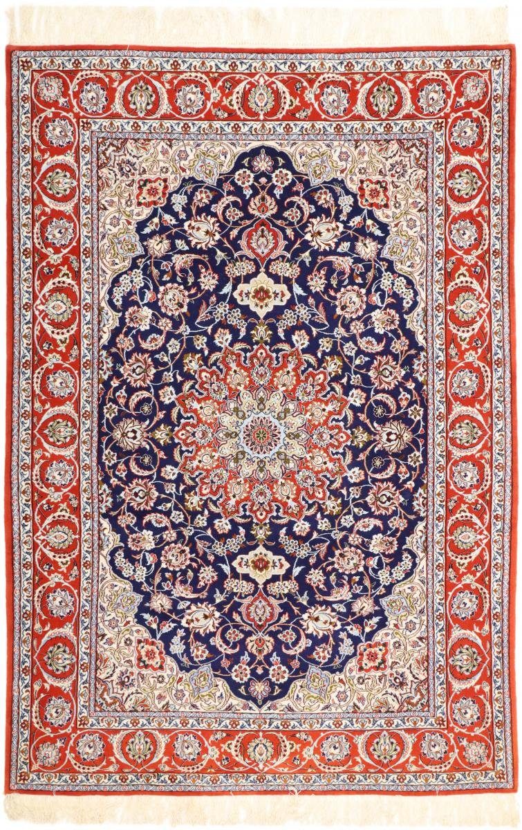 6 Orientteppich Handgeknüpfter Isfahan 158x229 rechteckig, mm Nain Seidenkette Orientteppich, Höhe: Trading,