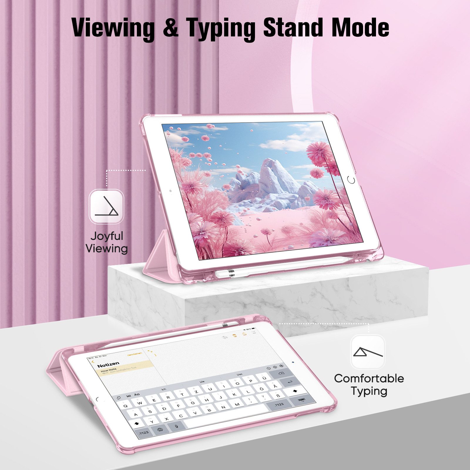 Fintie Tablet-Hülle für iPad 9. Gen 2021/8. Gen 2020/7. Gen 2019 10.2 Zoll mit Stifthalter, ultradünne leichte Case mit transparenter Rückseite & Auto Schlaf/Wach