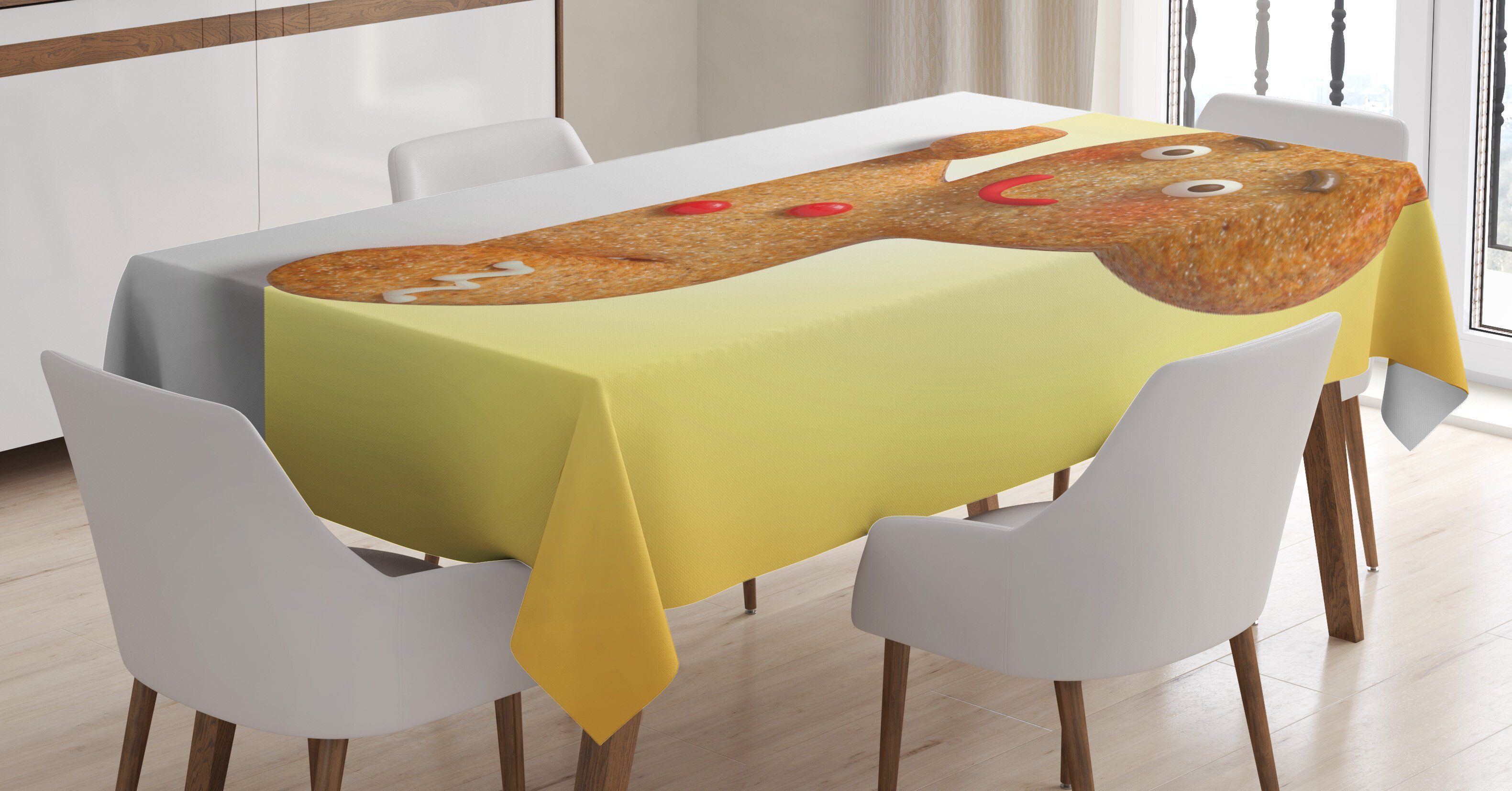 Tischdecke geeignet Lebkuchenmann den Für Klare Bereich Außen Weihnachtscharakter Farben, Waschbar Farbfest Abakuhaus