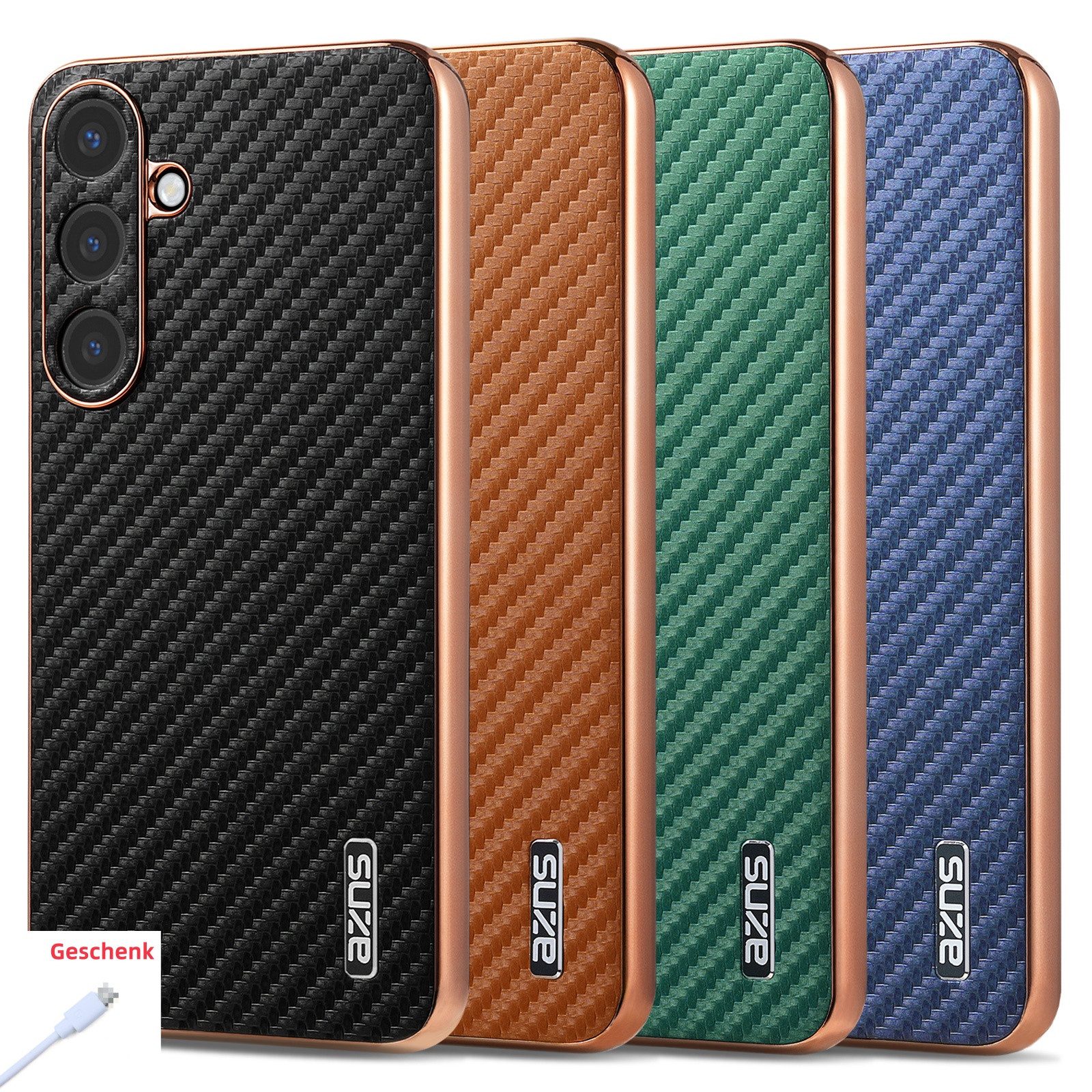 trends for living Handyhülle Kohlefaser Hülle Case für Samsung S25 S24 S23 S22 FE Ultra + Plus