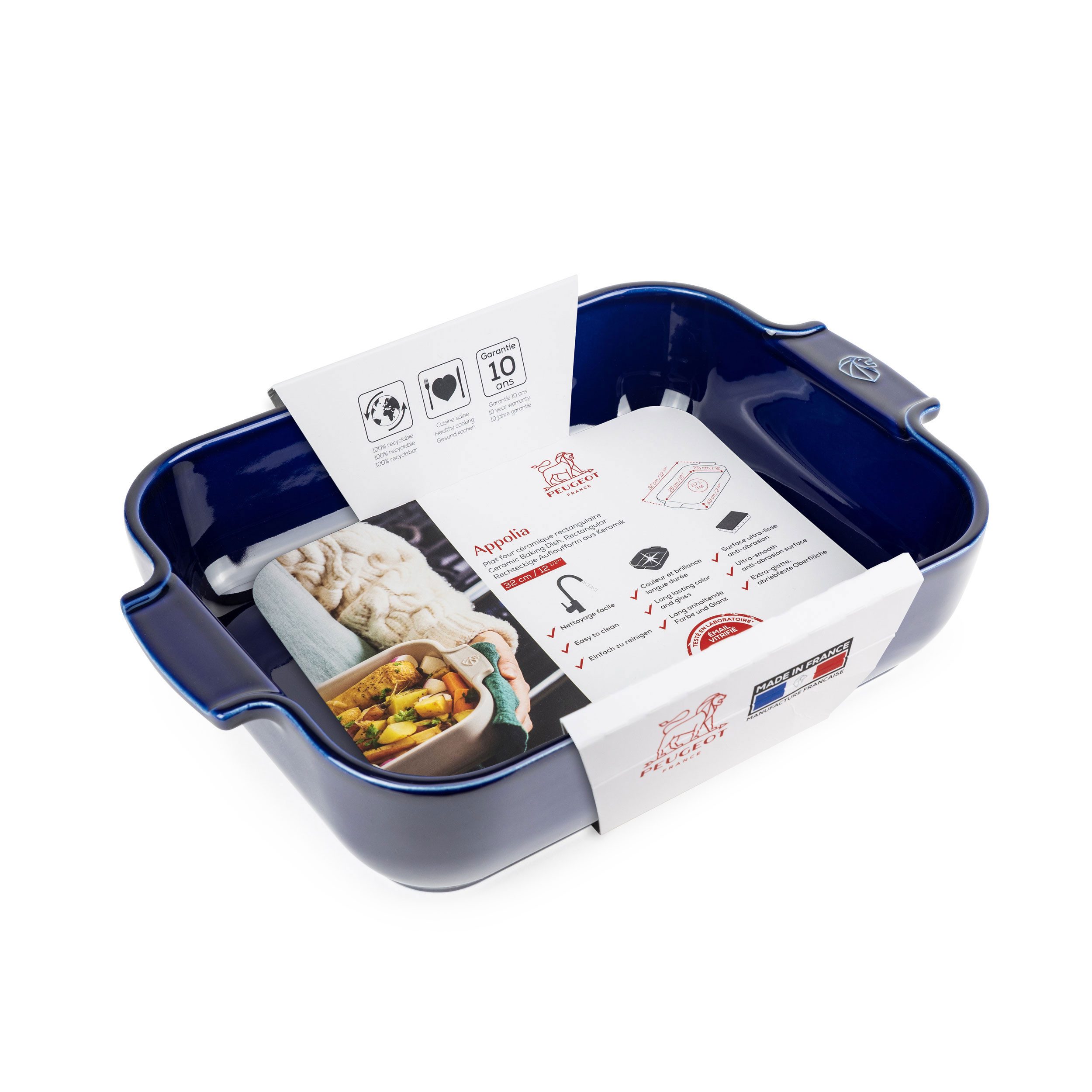 PEUGEOT Auflaufform APPOLIA Keramik 32cm Rechteckig Blau Ofen Spülmasc, Keramik, Keramik
