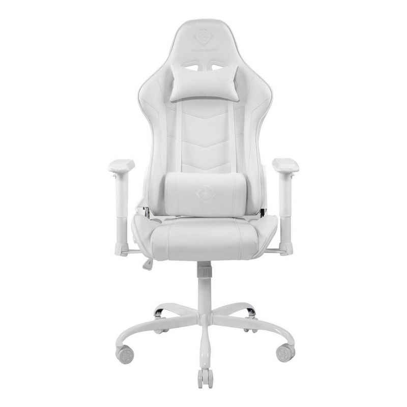 DELTACO Gaming-Stuhl Gaming-Stuhl ergonomisch, hohe Rückenlehne mit Kissen 90kg (kein Set), weiß, extra groß, hohe Rückenlehne, inkl. 5 Jahre Herstellergarantie