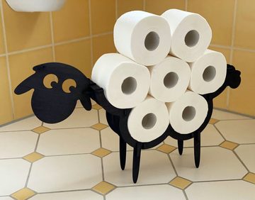DanDiBo Toilettenpapierhalter DanDiBo Toilettenpapierhalter Schwarz Holz Schaf WC Rollenhalter Klopapierhalter Freistehend WC Papierhalter Toilettenrollenhalter