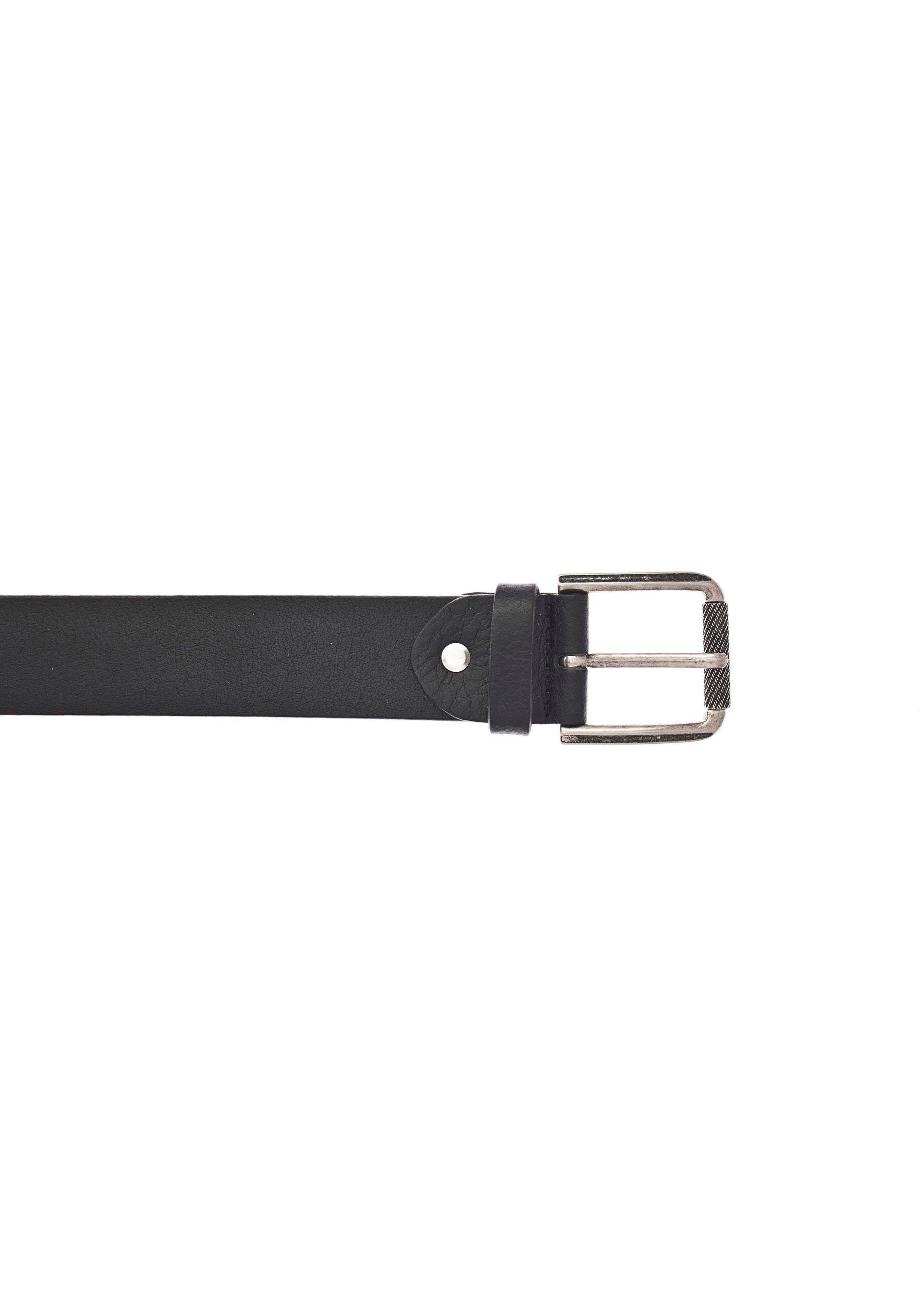 MUSTANG Ledergürtel Schließe in black-schwarz Verzierung mit geschwärztem Metall mit