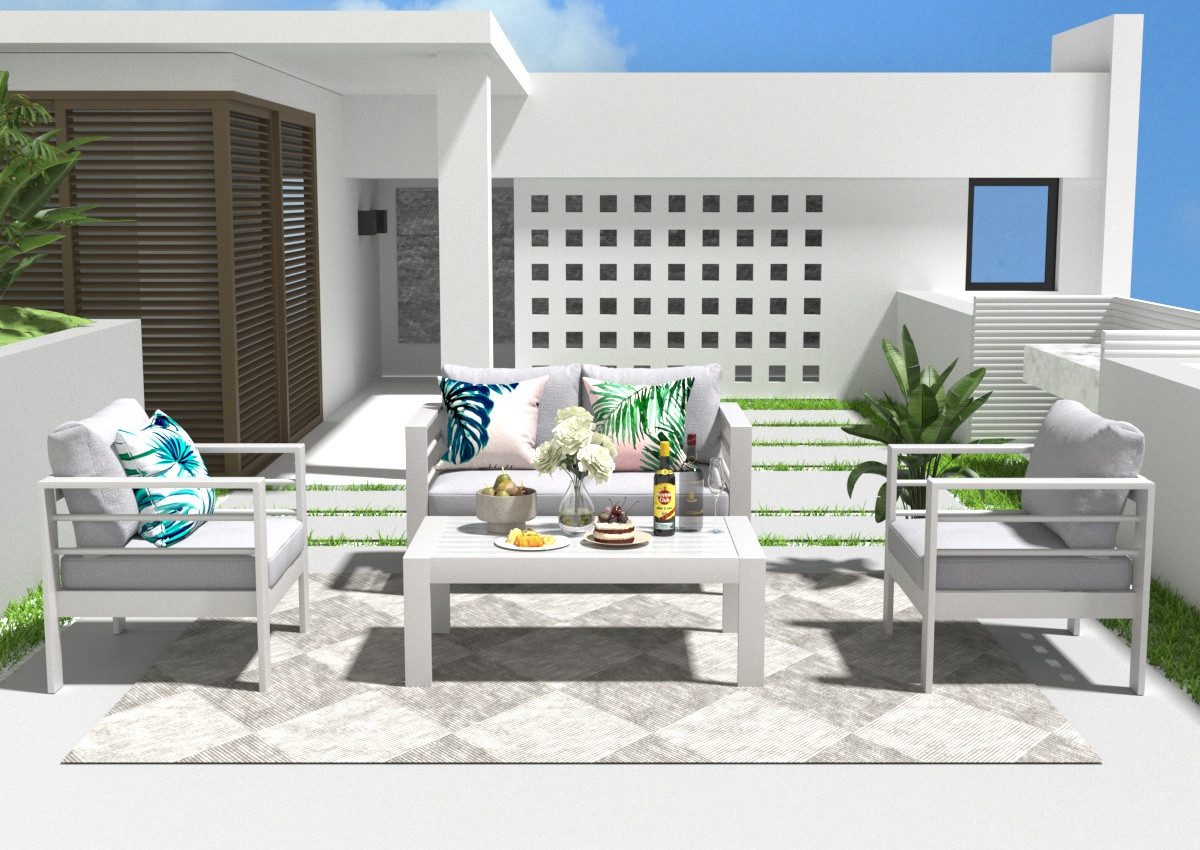 MeXo Gartenlounge-Set Aluminium Balkonmöbel Set 4 günstig online kaufen