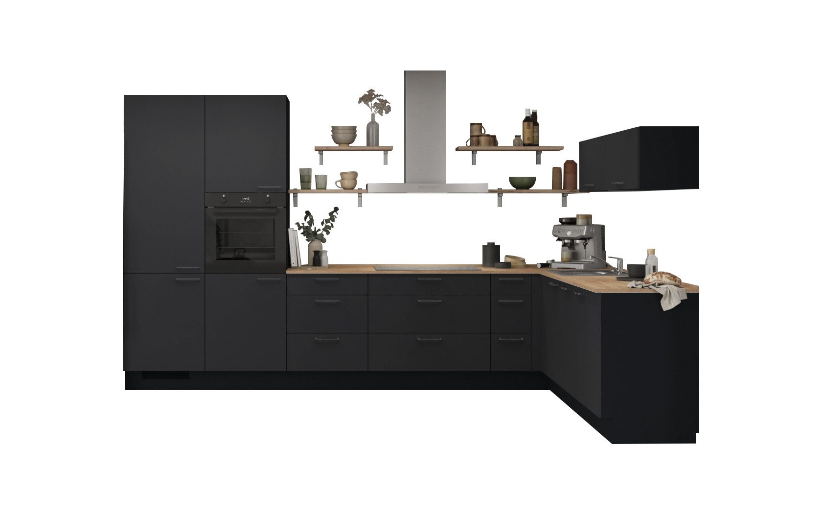 nobilia® Winkelküche Koda, individuell anpassbar, gratis Küchenplanung mit Profis, (Breite 613.2 cm), vormontiert, wahlw. mit E-Geräten, inkl. Lieferung