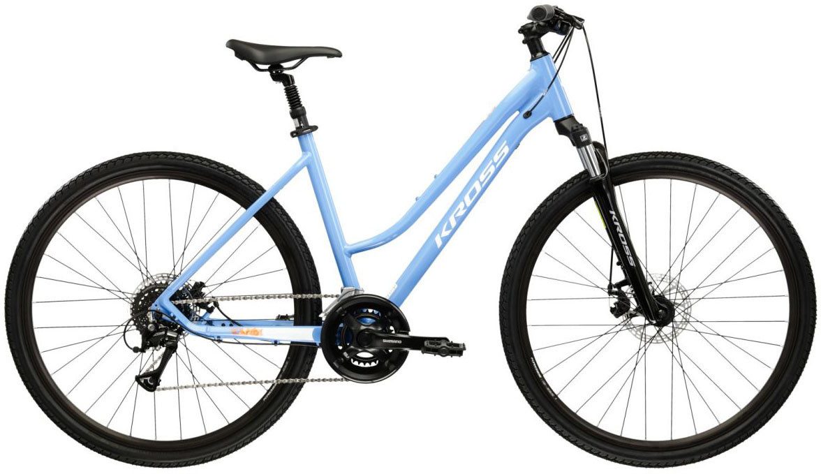 Kross Crossrad Crossrad Damen 28" Evado 3.0 blau 16 Gänge, 16 Gang Shimano ACERA M3020 Schaltwerk, Kettenschaltung