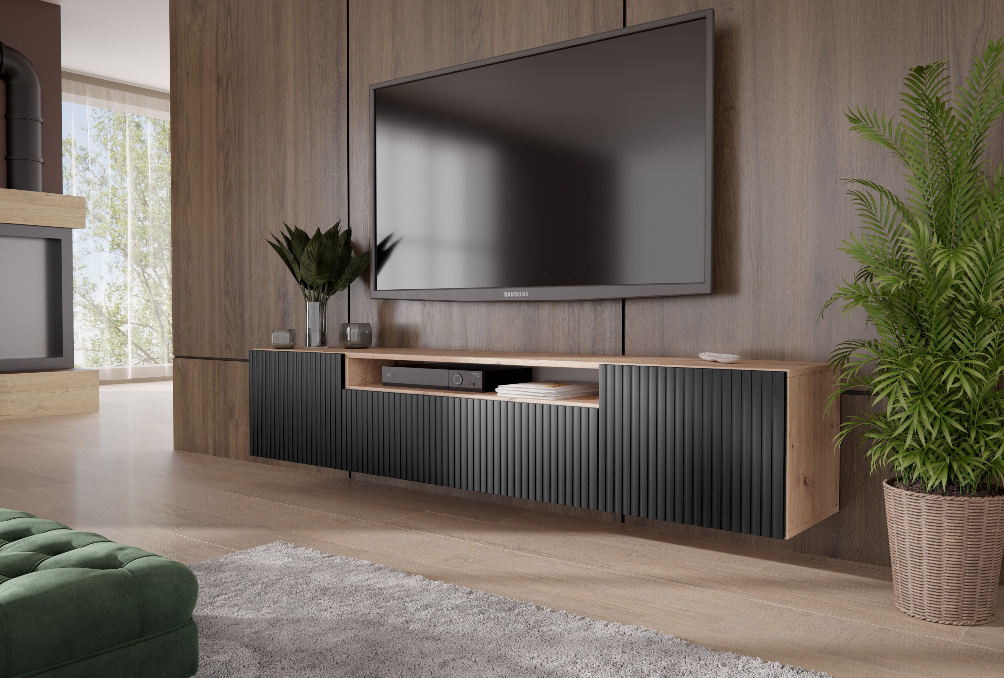 ALTDECOR Lowboard TILO-W (TV-Schrank, TV Möbel, TV Cabinet, Fernsehtisch bodenstehend 200cm), Fernseher schrank, TV Kommode, TV Tisch, TV Sideboard, TV Boar
