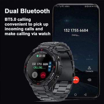 findtime Sportuhr für Männer Militär Smartwatch (Andriod iOS), mit Telefonieren Fitness Herren Outdoor Tactical Herzfrequenzmesser