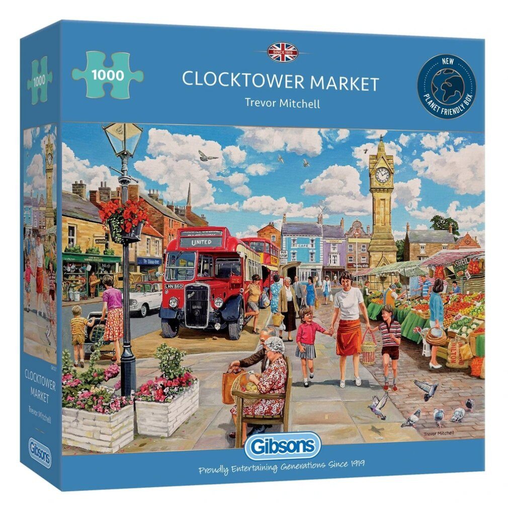 GIBSONS Puzzle Puzzle Markt unter dem Uhrenturm 1000 Teile, Puzzleteile