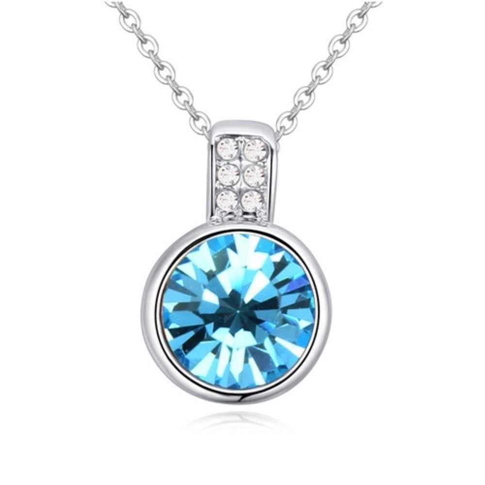 BUNGSA Ketten-Set Kette Blue Pebble Silber aus Messing Damen (1-tlg), Halskette Necklace