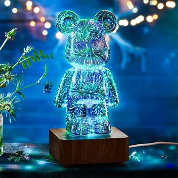 Gontence LED Dekolicht Romantisches Bärenatmosphärenlicht,buntes Bären-dekoratives Nachtlicht, 3D-Feuerwerk-Bärenlampe, Variables Bären-Nachtlicht in 8 Farben, Valentinstagsgeschenk