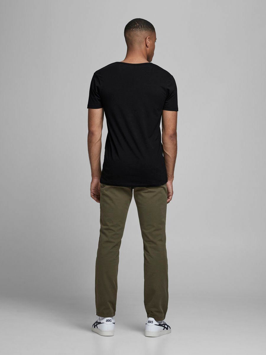 & V-Ausschnitt mit SLIM- V-NECK FIT black Jones Jack T-Shirt BASIC TEE