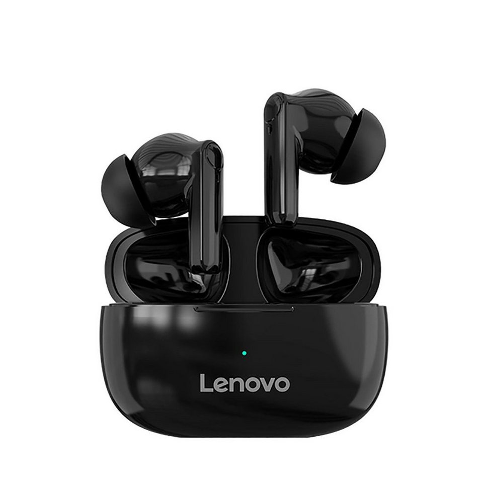 Lenovo HT05 mit Touch-Steuerung Bluetooth-Kopfhörer (True Wireless, Siri, Google  Assistant, Bluetooth 5.0, kabellos, Stereo-Ohrhörer mit 250 mAh Kopfhörer-Ladehülle  - Schwarz)