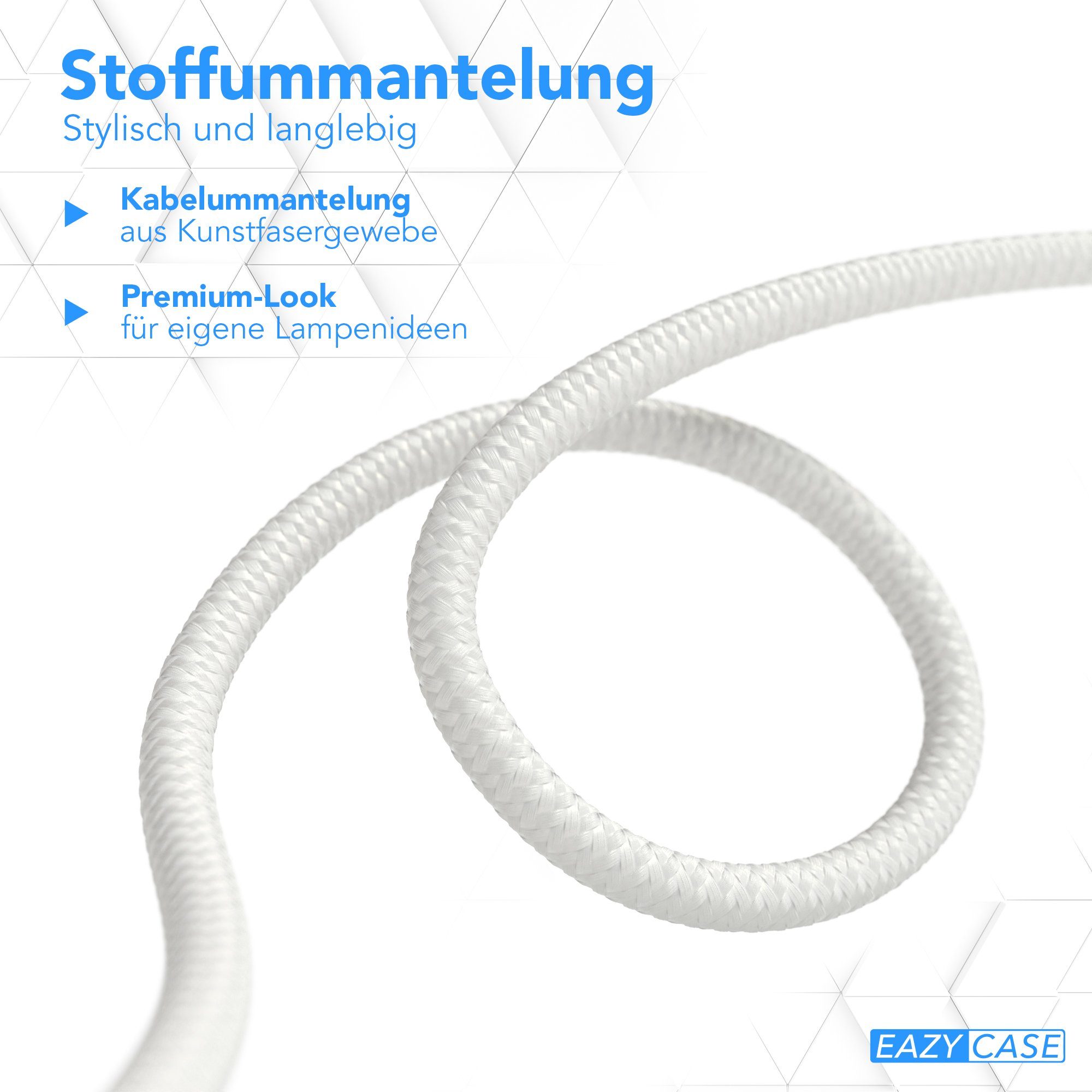 EAZY CASE Lampenfassung 3x E27 Lampensockel 5m Kabel & Schalter DIY Lampen, (1-St), E27 Sockel Schraubring für Lampenschirme Deko Lampe zum Aufhängen Weiß