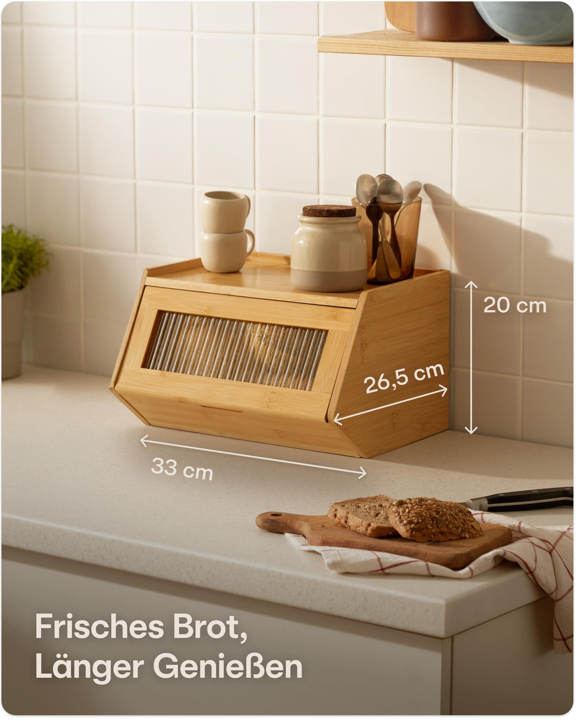 Praknu Brotkasten Brotkasten Holz Brotbox mit Ablagefläche - Brot Aufbewahrungsbox, Holz, (Einzelartikel, 1-tlg., 1x Brotkasten Klein 33 x 26,5 cm, Deckel, Montagezubehör), Einfacher Aufbau - Robuster Brotkasten, Platzsparende Brotaufbewahrung