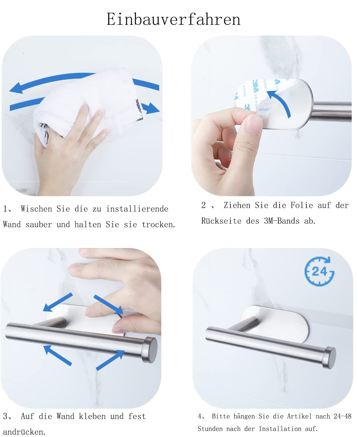 GelldG Handtuchhalter 5 Handtuchstange Rostfreier Handtuchhalter Bad Set. Set PCS Stahl