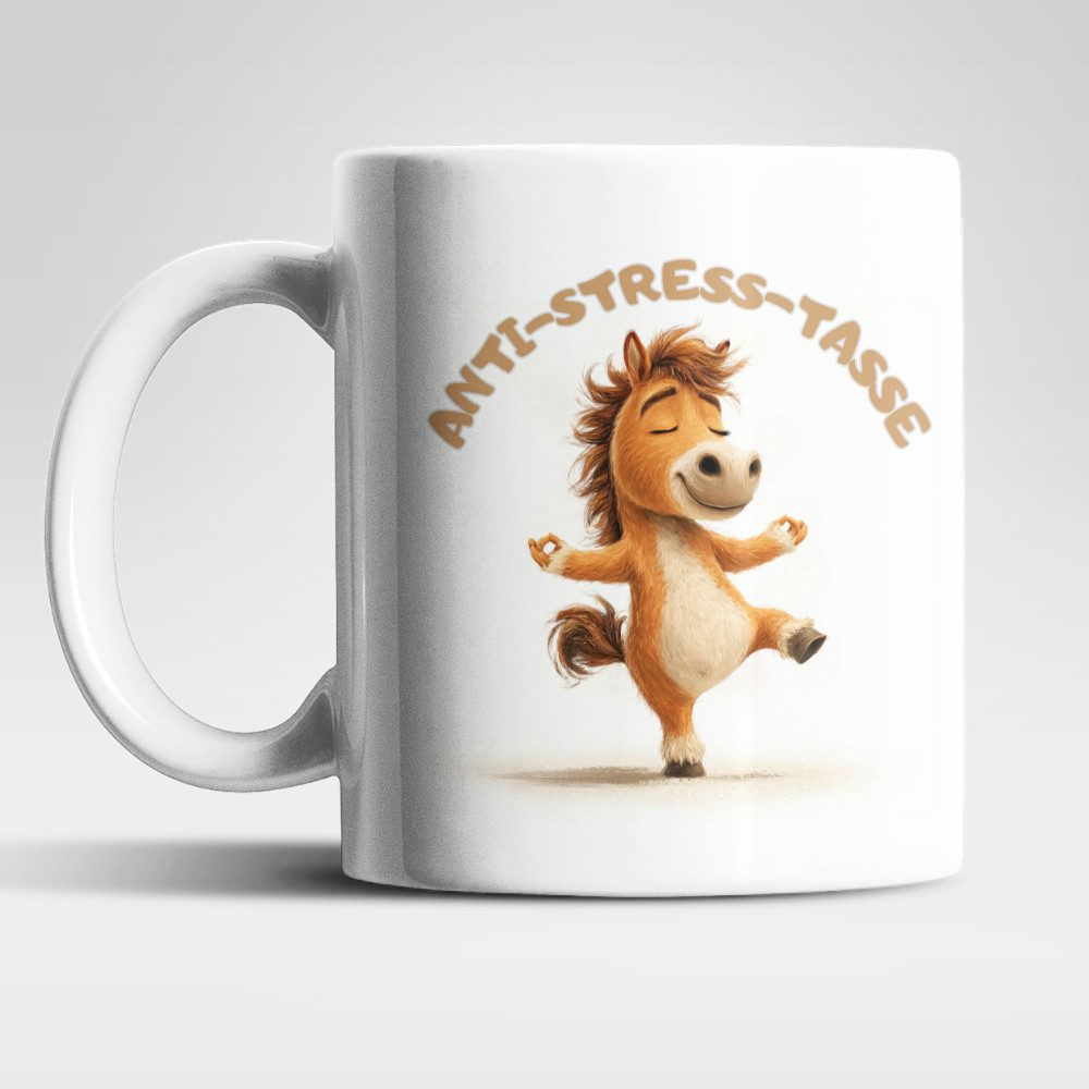 WS-Trend Tasse Anti Stress Pferd Yoga Kaffeetasse Teetasse Tasse Geschenkidee 325 ml, Keramik