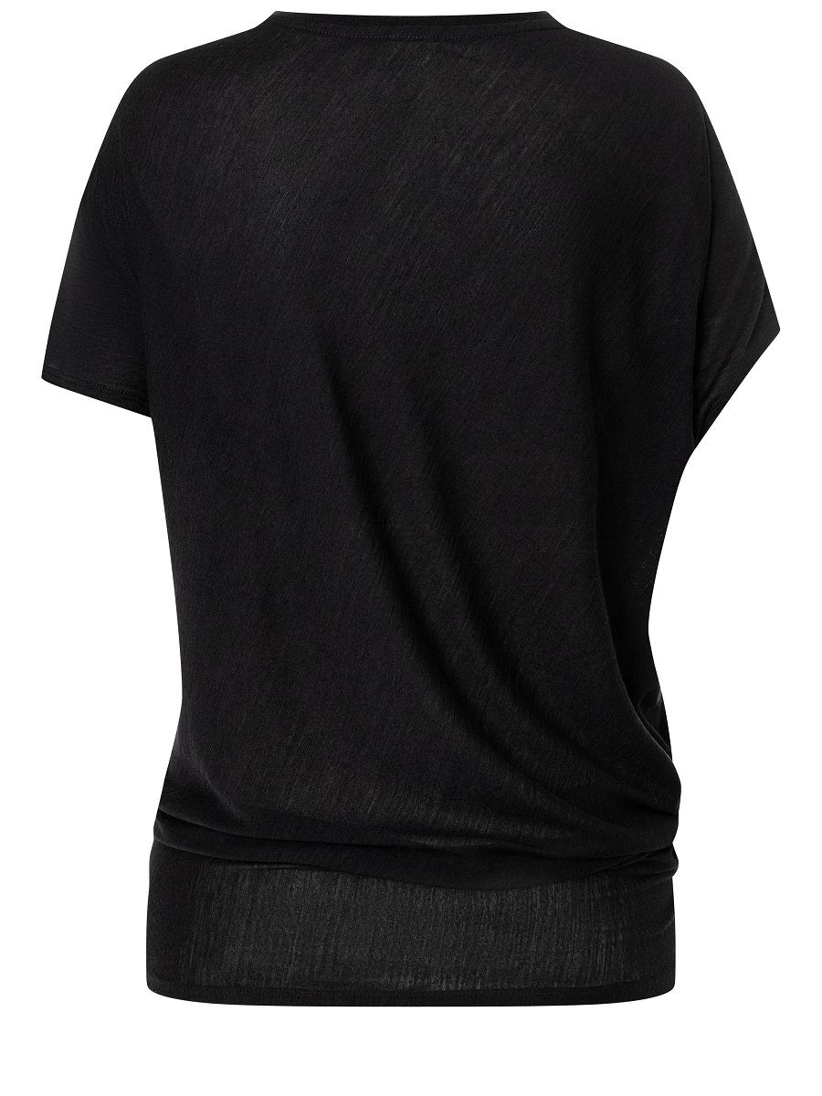 Black TEE YOGA Merino-Materialmix SUPER.NATURAL Jet LOOSE T-Shirt Merino bequemer T-Shirt W