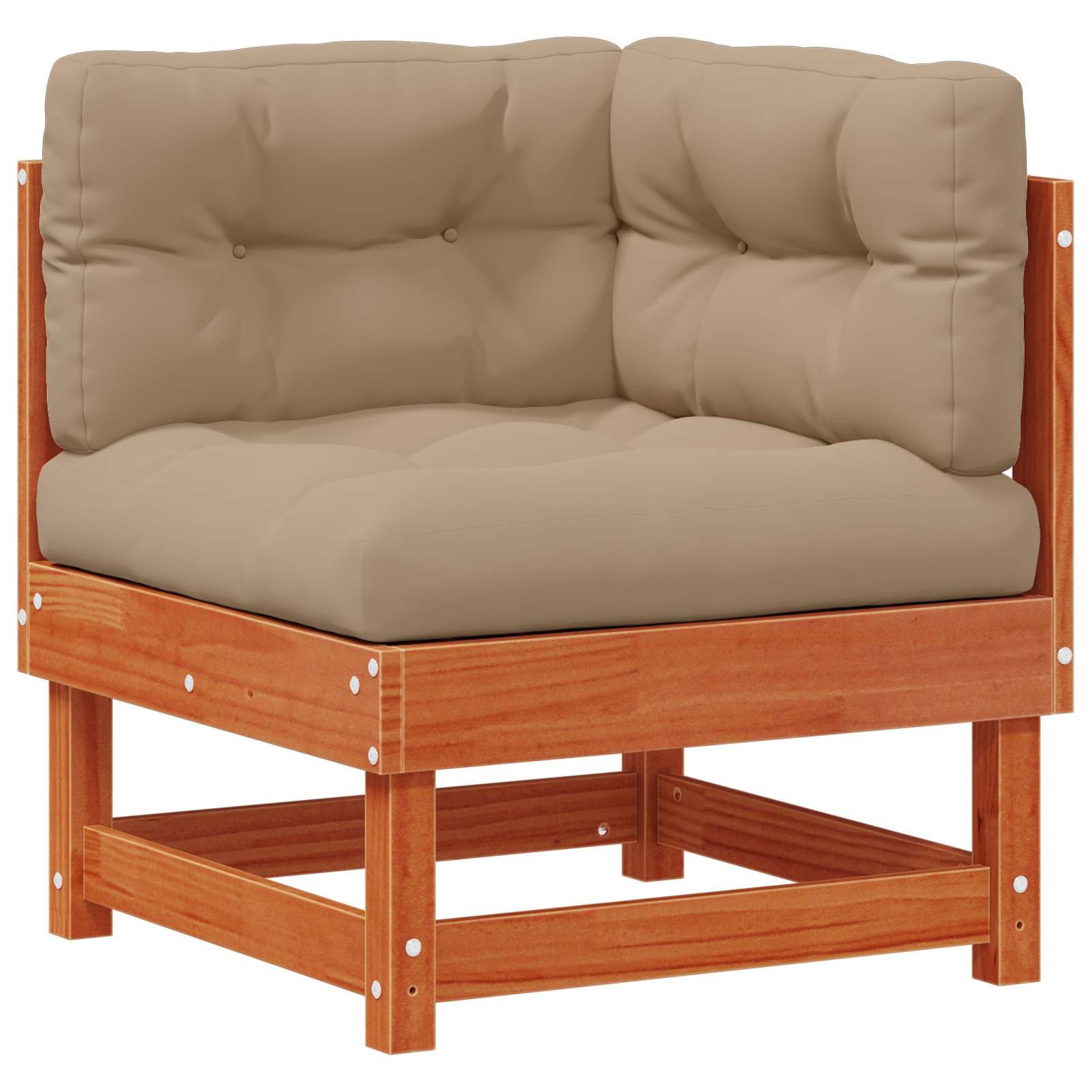 vidaXL Sofaelement 4 Stück Sectional Sofa Einheiten Massivholz Kiefer Wachsbraun