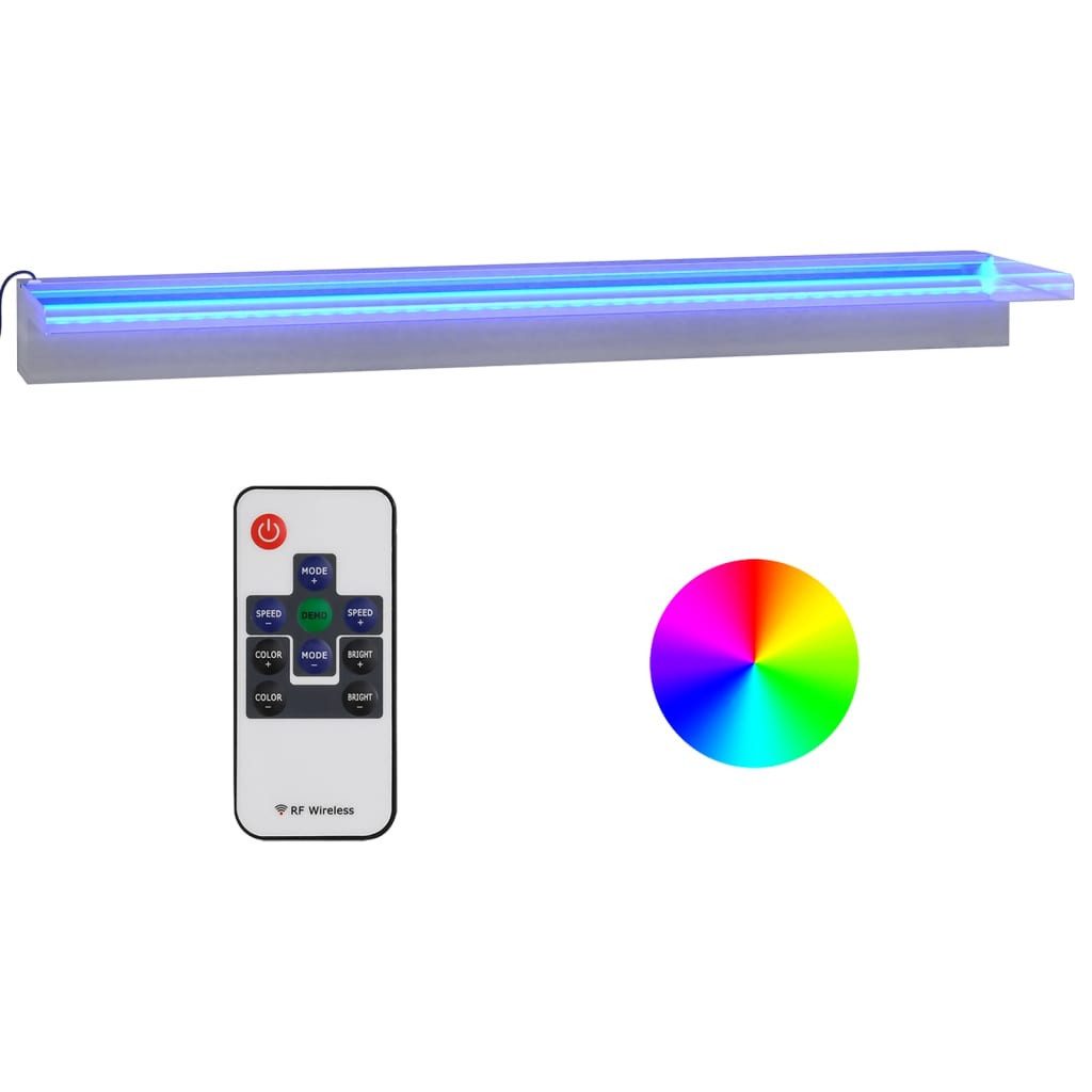 vidaXL Gartenbrunnen 90 x 21 x 8 cm Wasserfall-Element mit RGB LEDs Edelstahl 90 cm