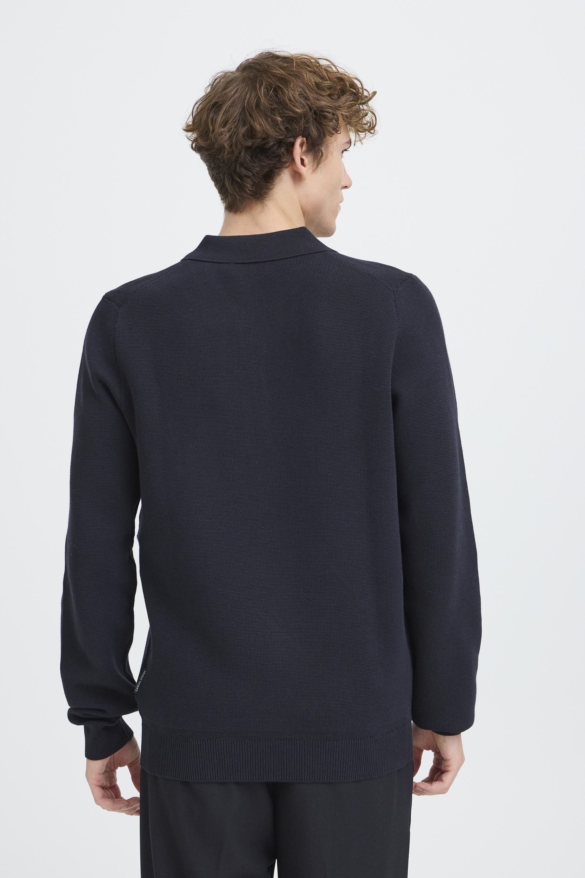 Casual Friday Strickpullover CFAbel Modischer Feinstrickpullover mit Polo-Kragen