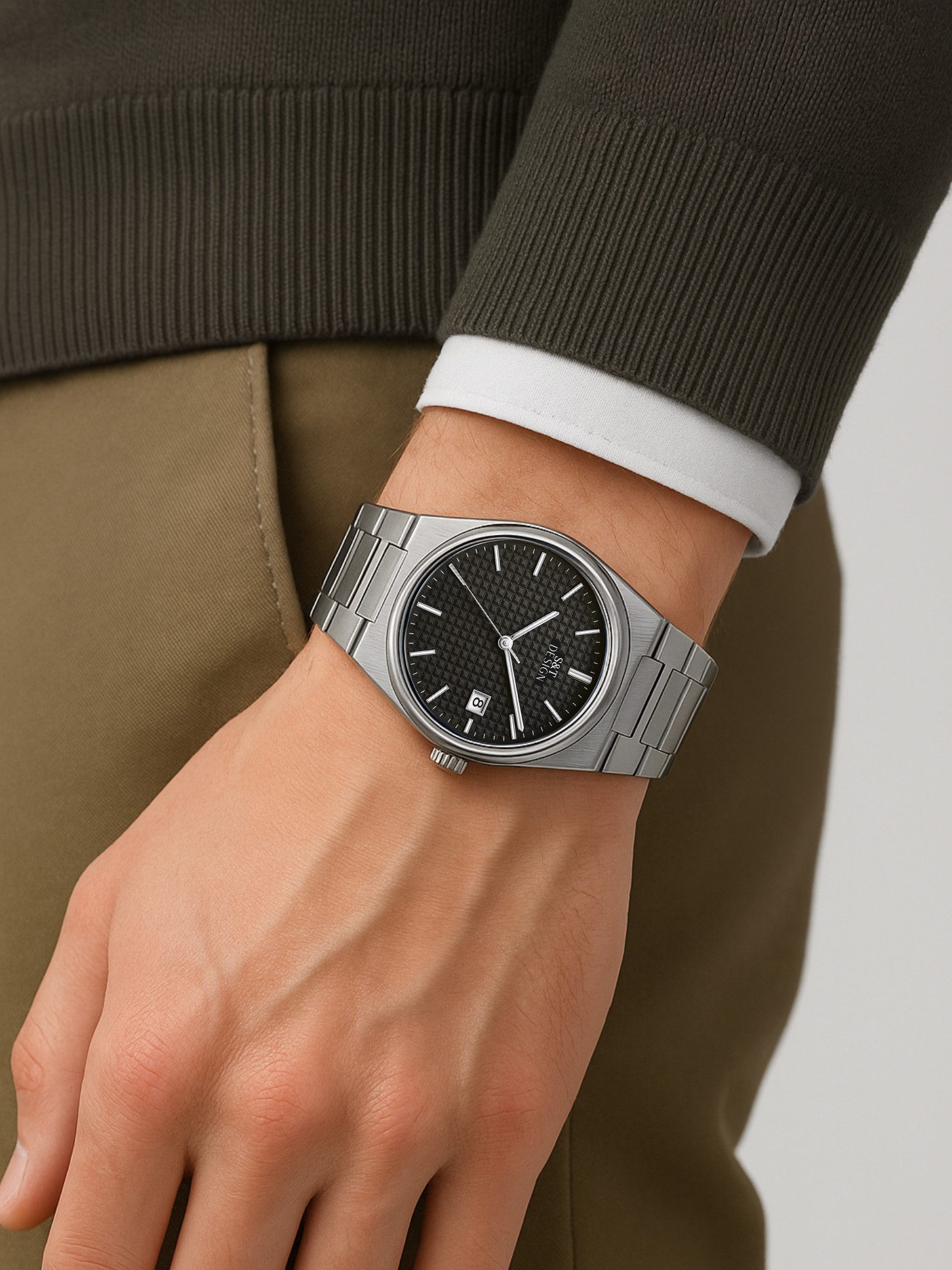 S&T Design Quarzuhr Herrenuhr Edelstahl Armbanduhr Herren Uhr Datum Silber, günstig online kaufen