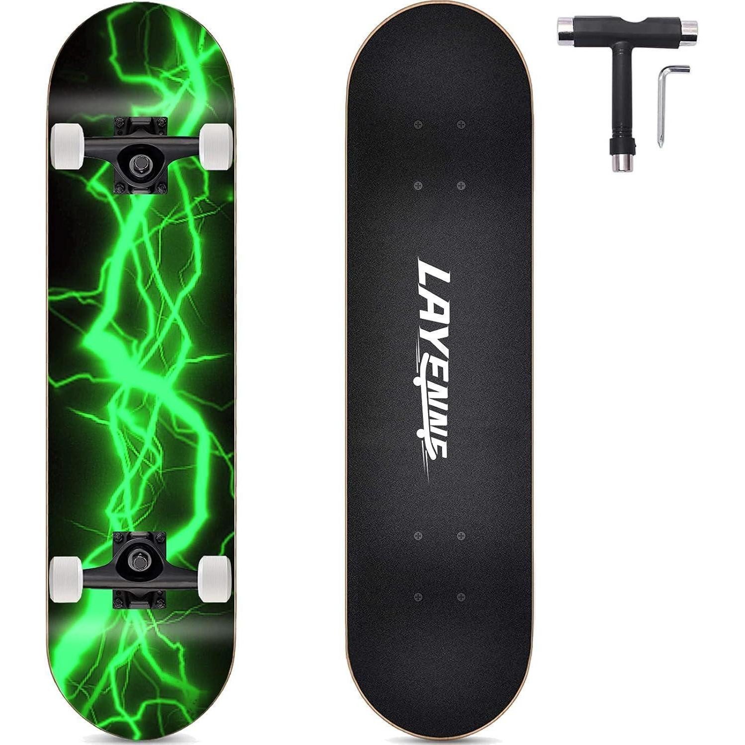 LuxusKollektion Skateboard Skateboard 31x8 Zoll Komplett 7 Schichten Ahorn Deck ABEC11 Verde