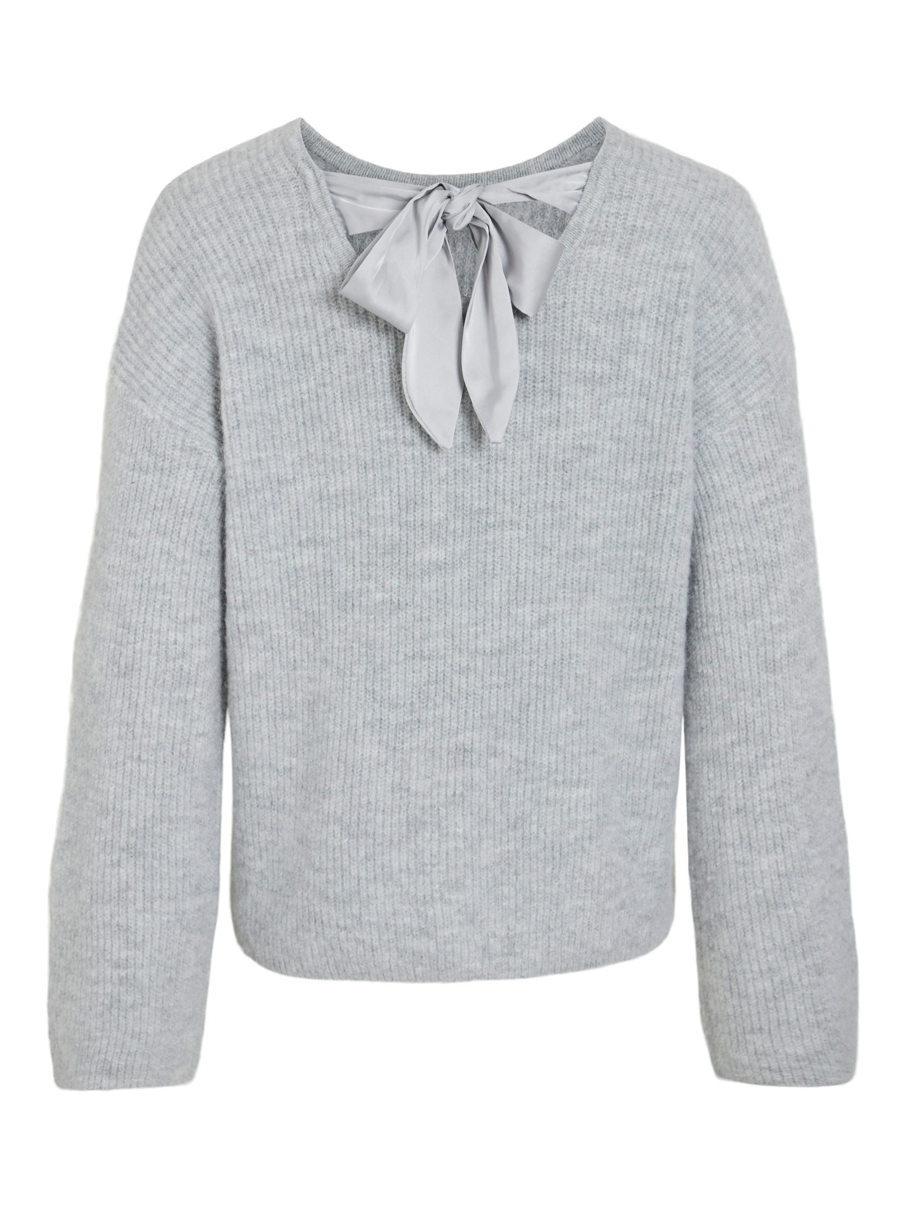Vila Strickpullover Eleganter Style mit Schleifendetail hinten (1-tlg) VIRETTA O-NECK L/S KNIT BOW TOP/LN