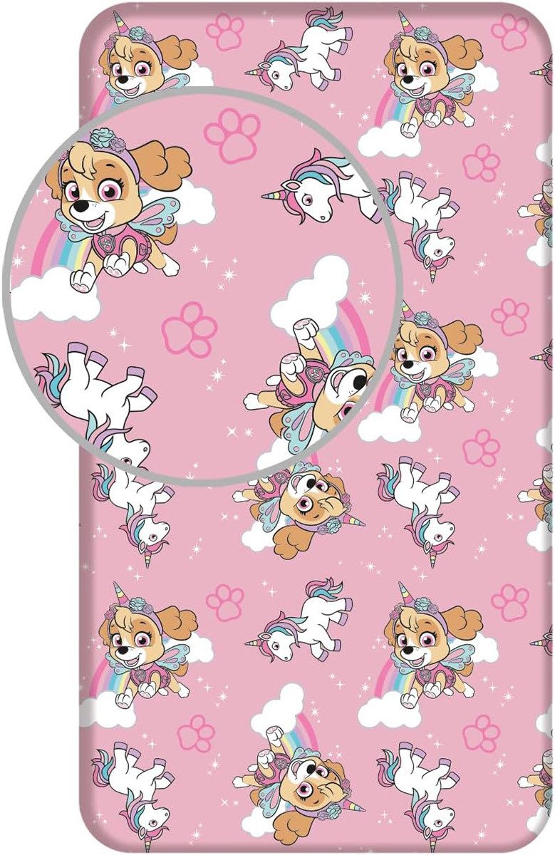 Jerry Fabrics Spannbettlaken Paw Patrol Bettlaken Spannbettlaken Skye Hunde günstig online kaufen