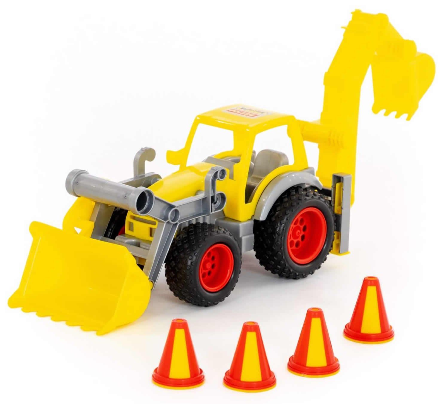 Spielzeug-Radlader ConsTruck Radlader mit Heckbagger Baustelle