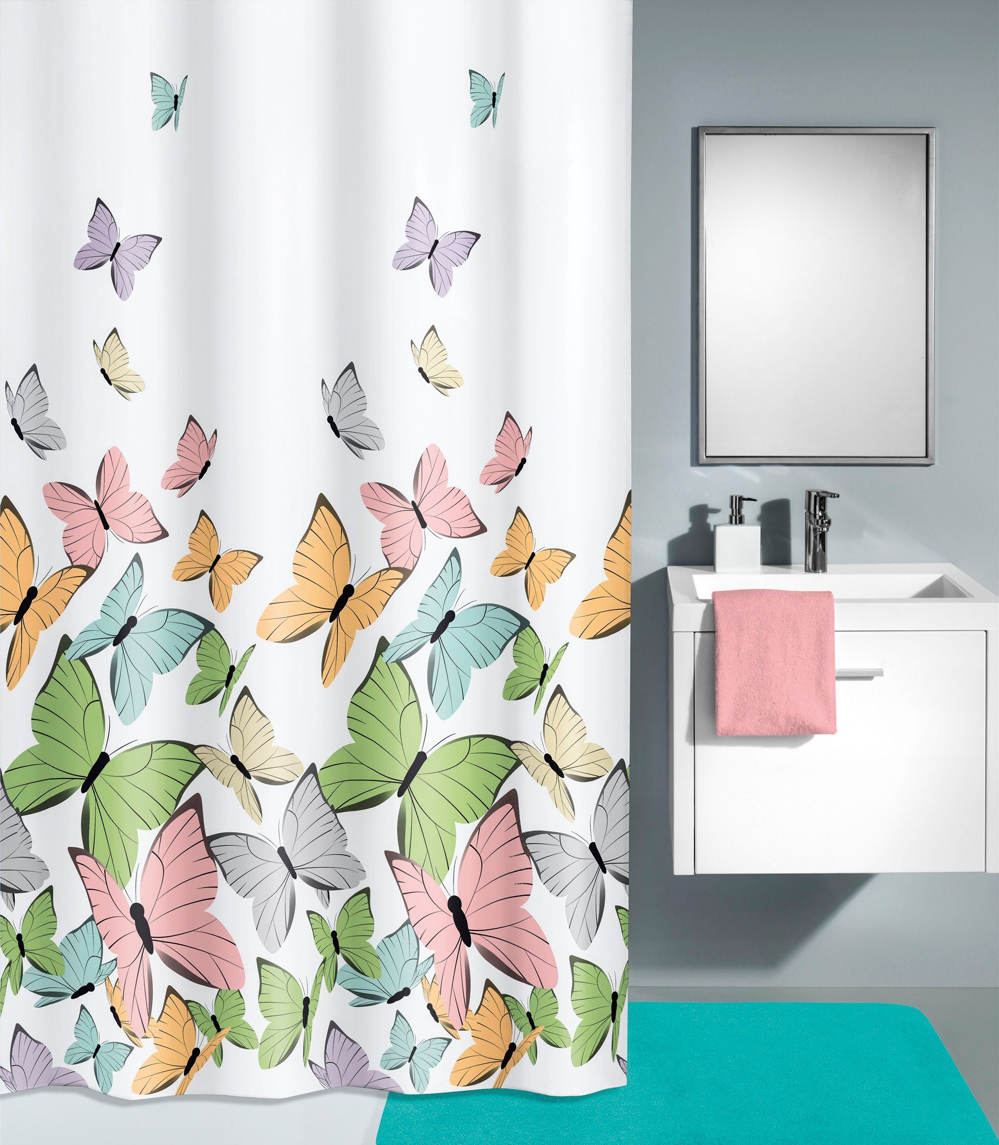 Kleine Wolke Duschvorhang Butterflies Breite 180 günstig online kaufen