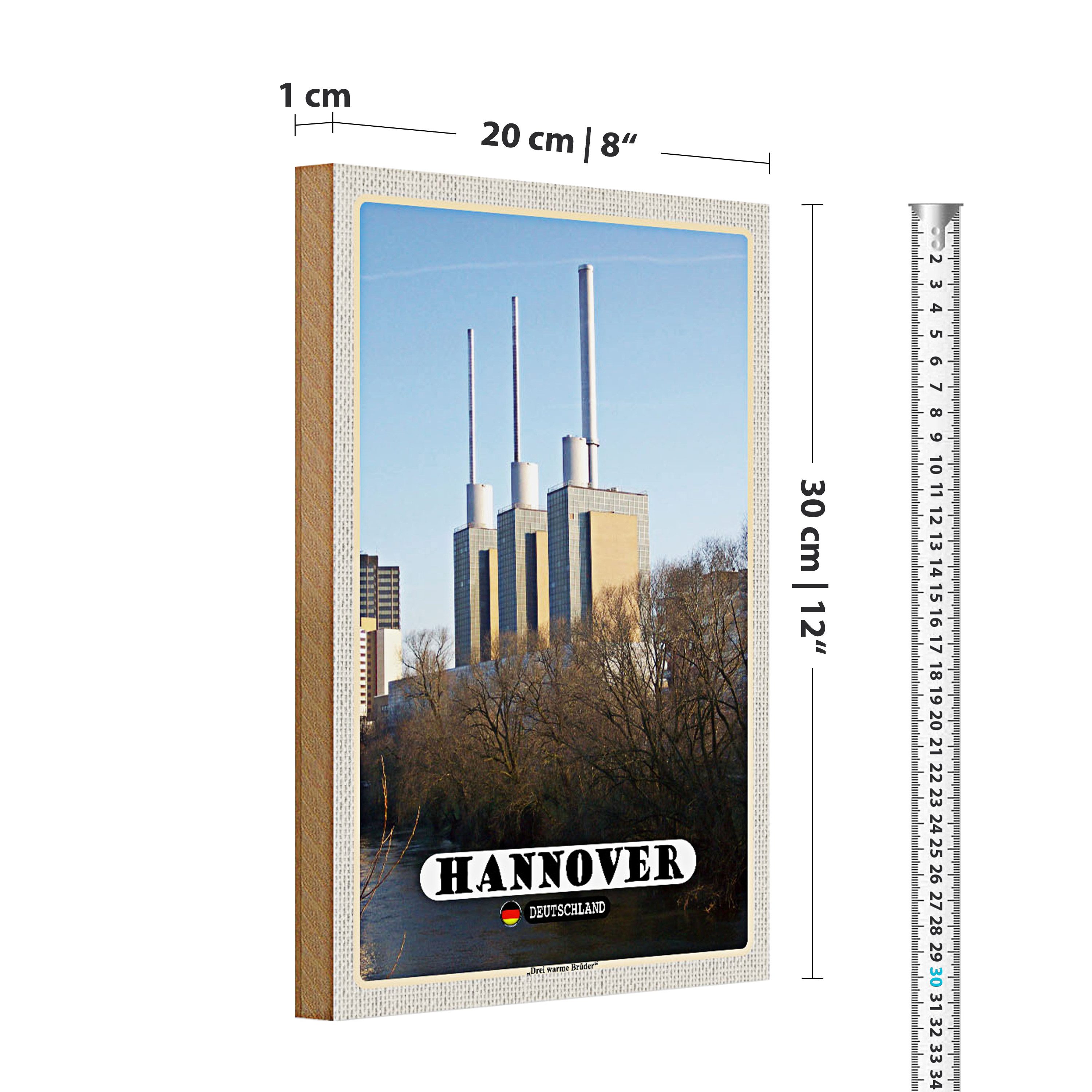 Roomando Holzbild Holzschild Städte Hannover Blick auf Döhren Stadt 30x20cm