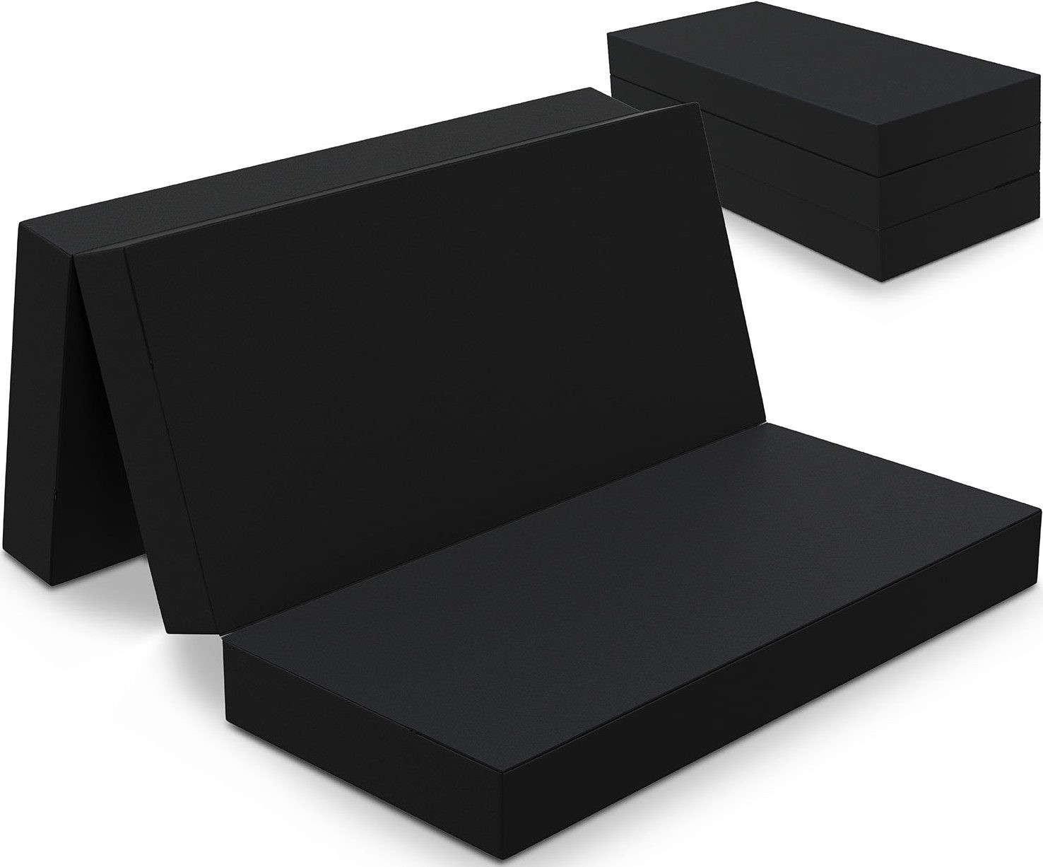 Klappmatratze 3-teilig, Gästematratze mit extra dicken Schaumstoff, ELONEO, 15 cm hoch, waschbarer Bezug, geeignet für Hausstauballergiker, schadstoffgeprüft