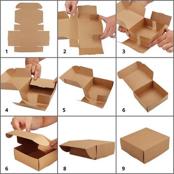 Kurtzy Geschenkbox 100er Pack Braune Geschenkboxen - 12x12x5cm, 100er Pack Braune Karton Geschenkbox - 12x12x5cm