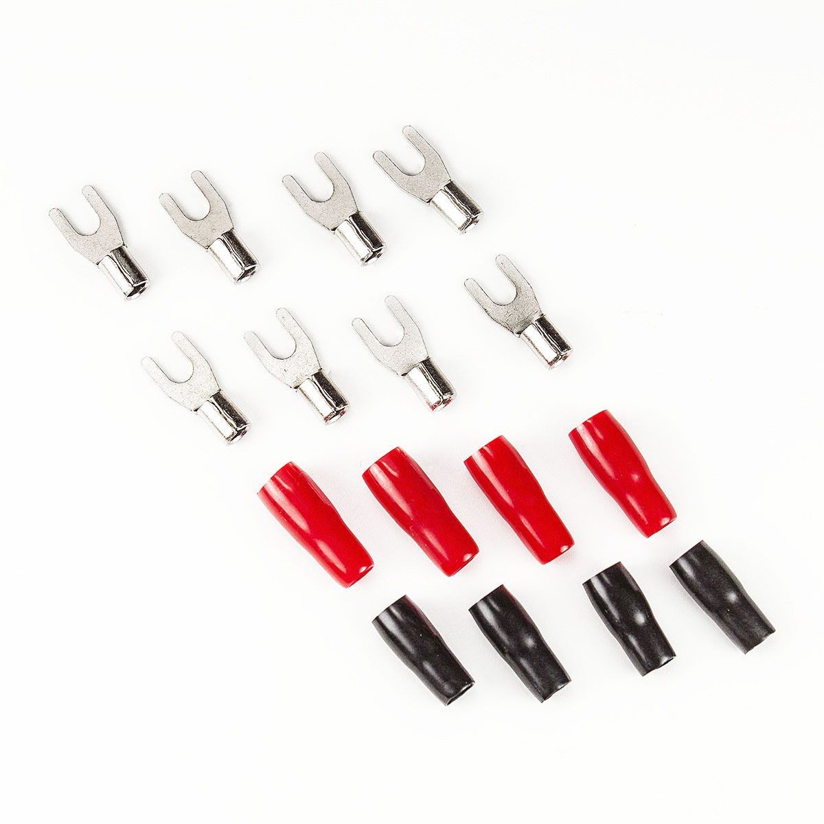tomzz Audio Gabelkabelschuhe für Kabel bis 4,0qmm, D=4,2mm, 8 Stück, (4xR,4xS) KFZ-Adapter