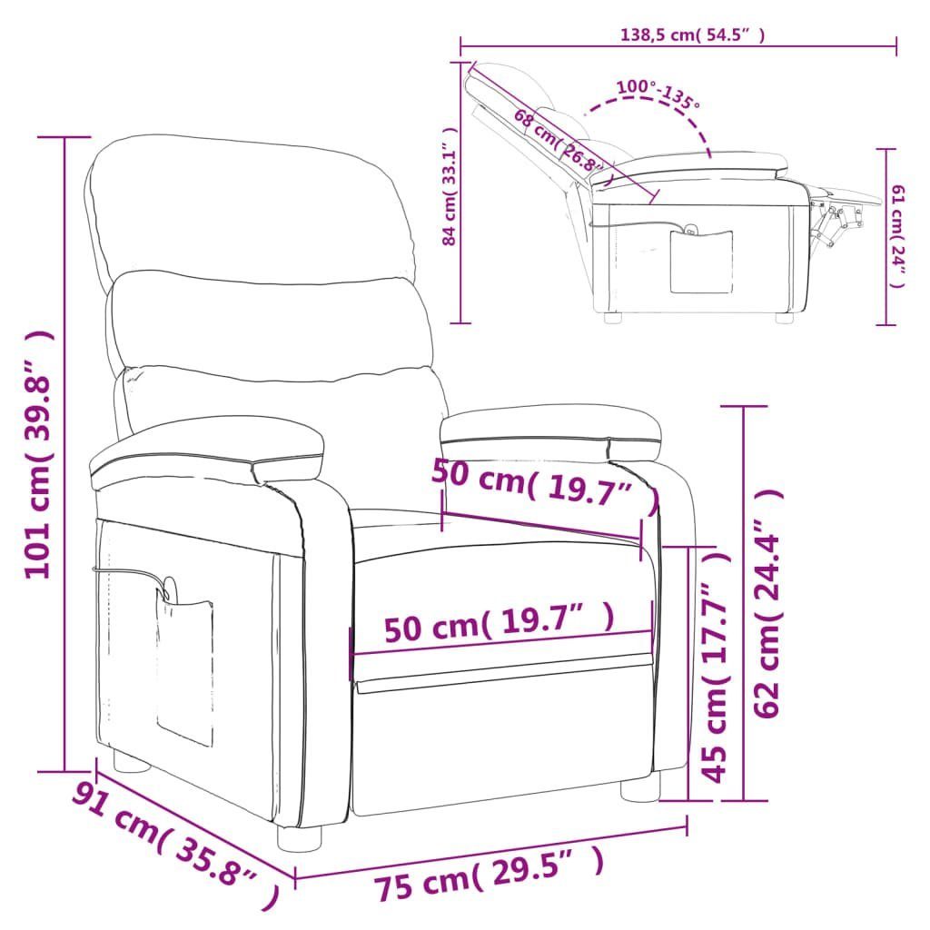 Stoff Massagesessel (1-St) vidaXL Weinrot Massagesessel