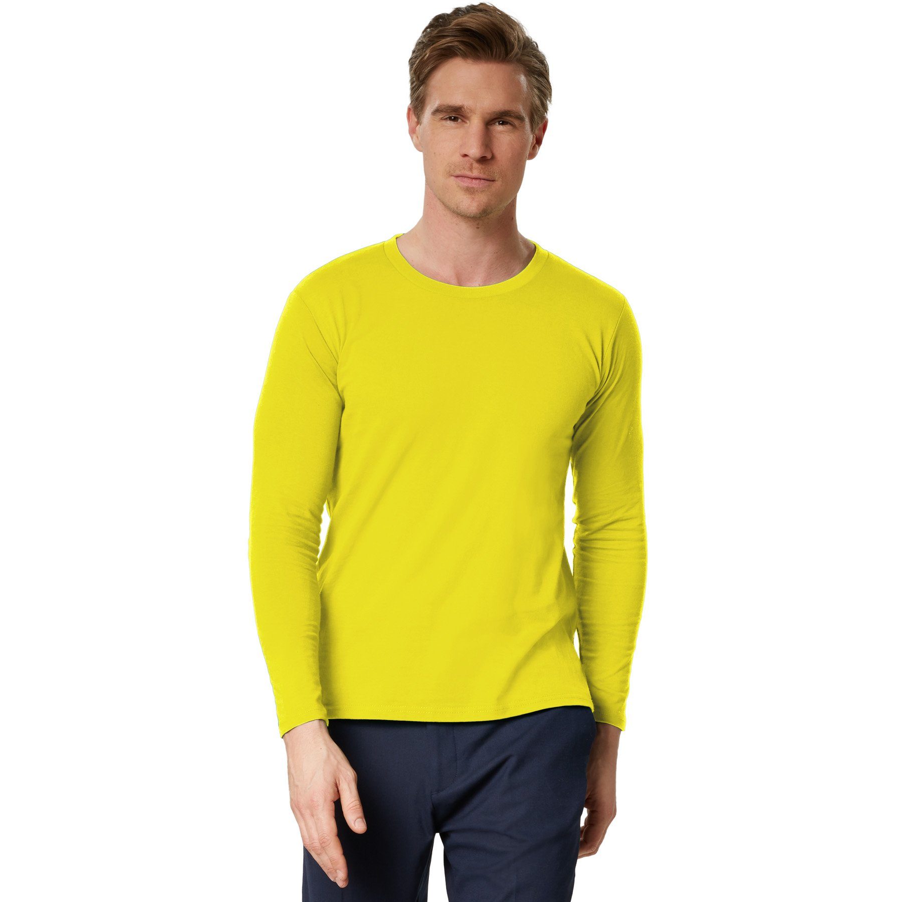 Longsleeve Männer dressforfun Langarm-Shirt Rundhals gelb