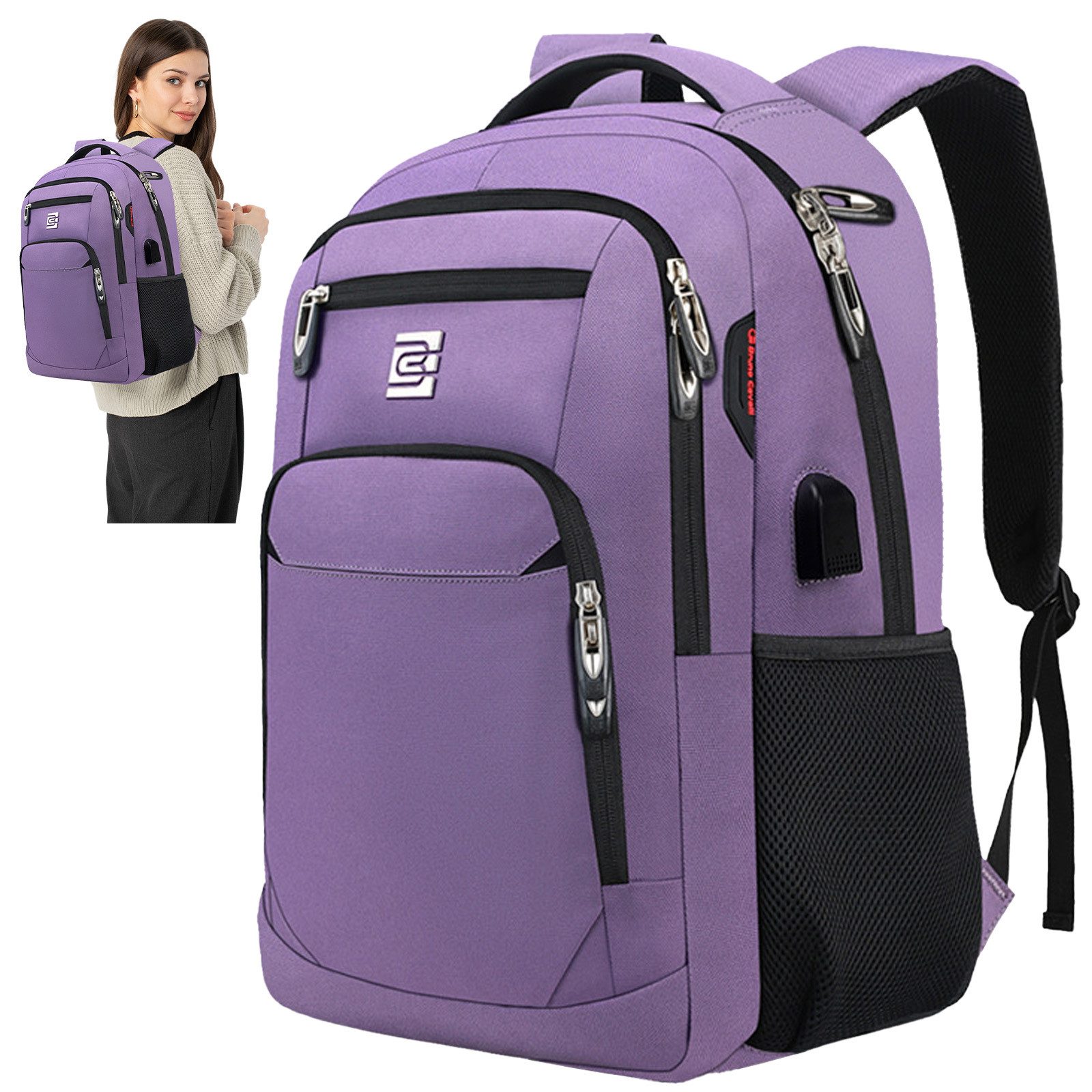OKWISH Laptoprucksack Laptop Рюкзаки Schulrucksack Wasserbeständig Laptoptasche (Uni Tasche Businessrucksack Sportrucksack, Backpack mit Laptopfach, Anti-Diebstahl, mit USB-Anschluss), Herren Damen Jungen Teenager Arbeit Business Freizeit Reisen