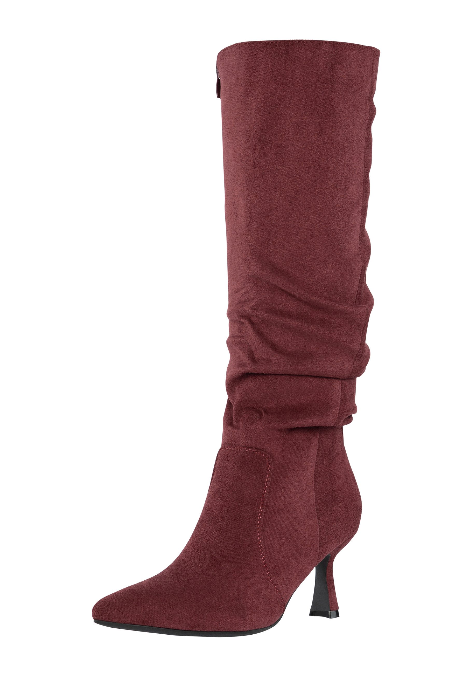 Salinyang Damen Westernstiefel in Wildlederoptik mit Faltenlook und Absatz High-Heel-Stiefel