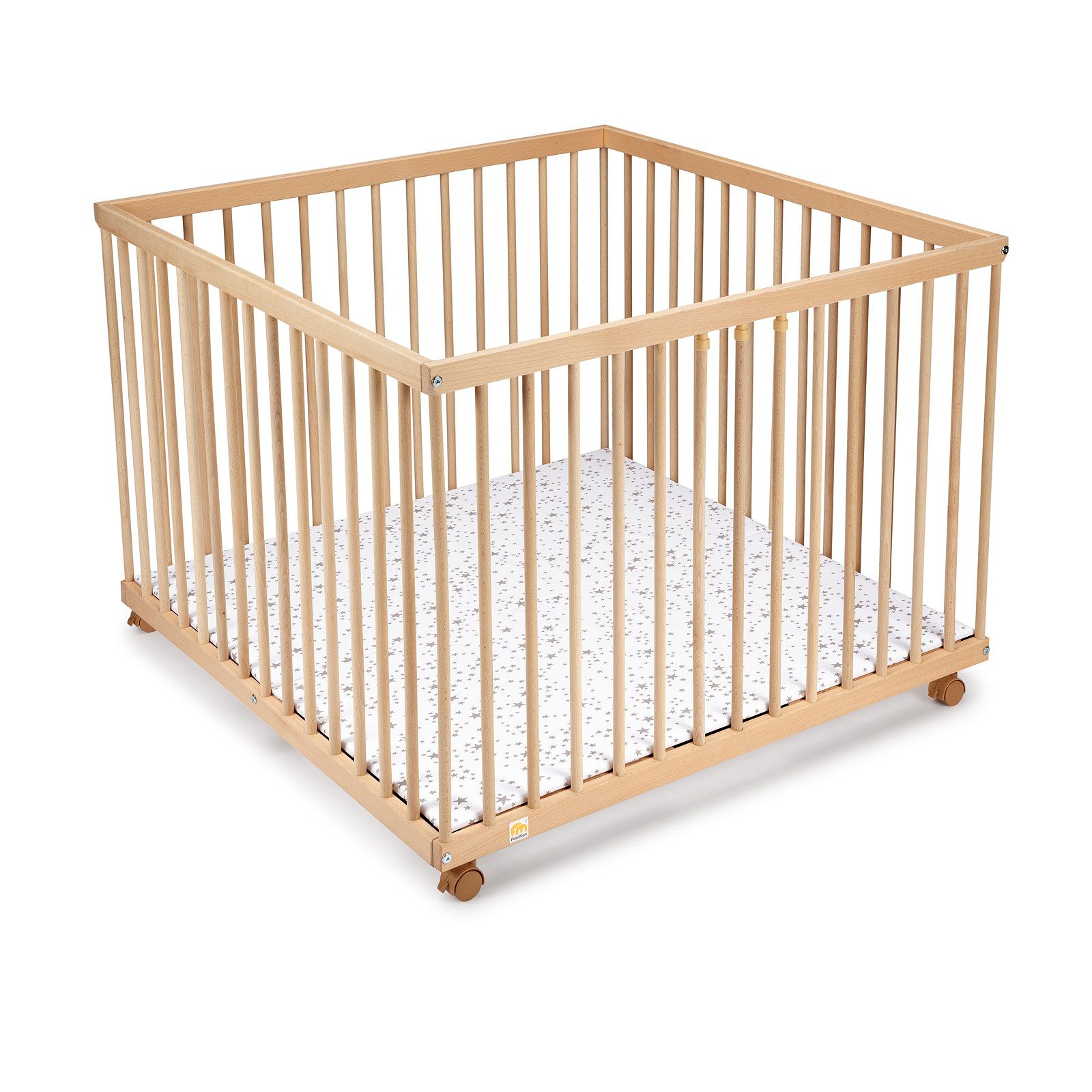 FabiMax Laufgitter 100 x 100 cm, natur, mit Parkettrollen, 3 Schlupfsprosse günstig online kaufen
