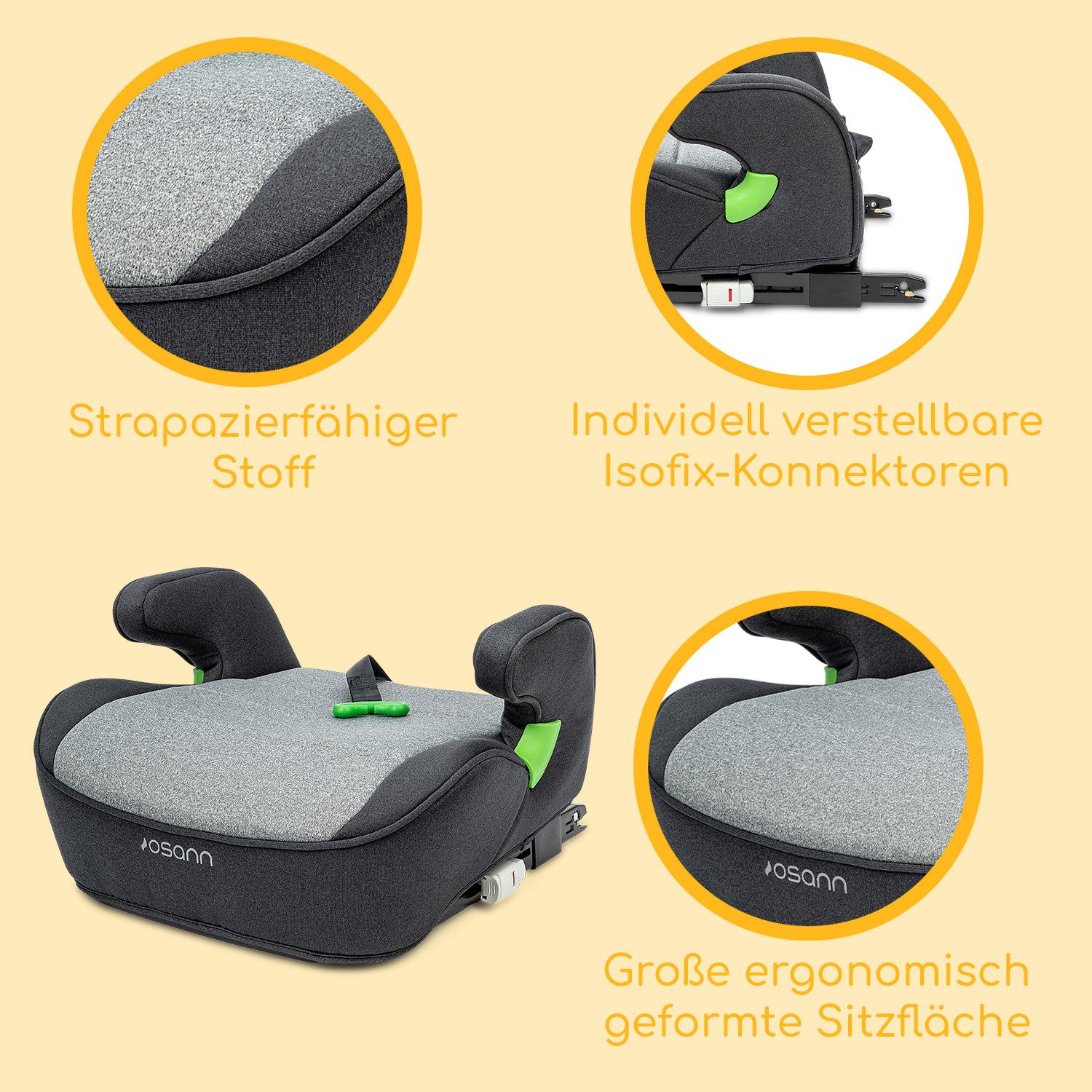 Osann Kindersitzerhöhung Lux Isofix i-Size, ab: 7 Jahren, bis: 12 Jahre, ab: 126 cm, bis: 150 cm, Sitzerhöhung Auto Kinder mit Isofix ab 126cm, Sitzschale, Booster