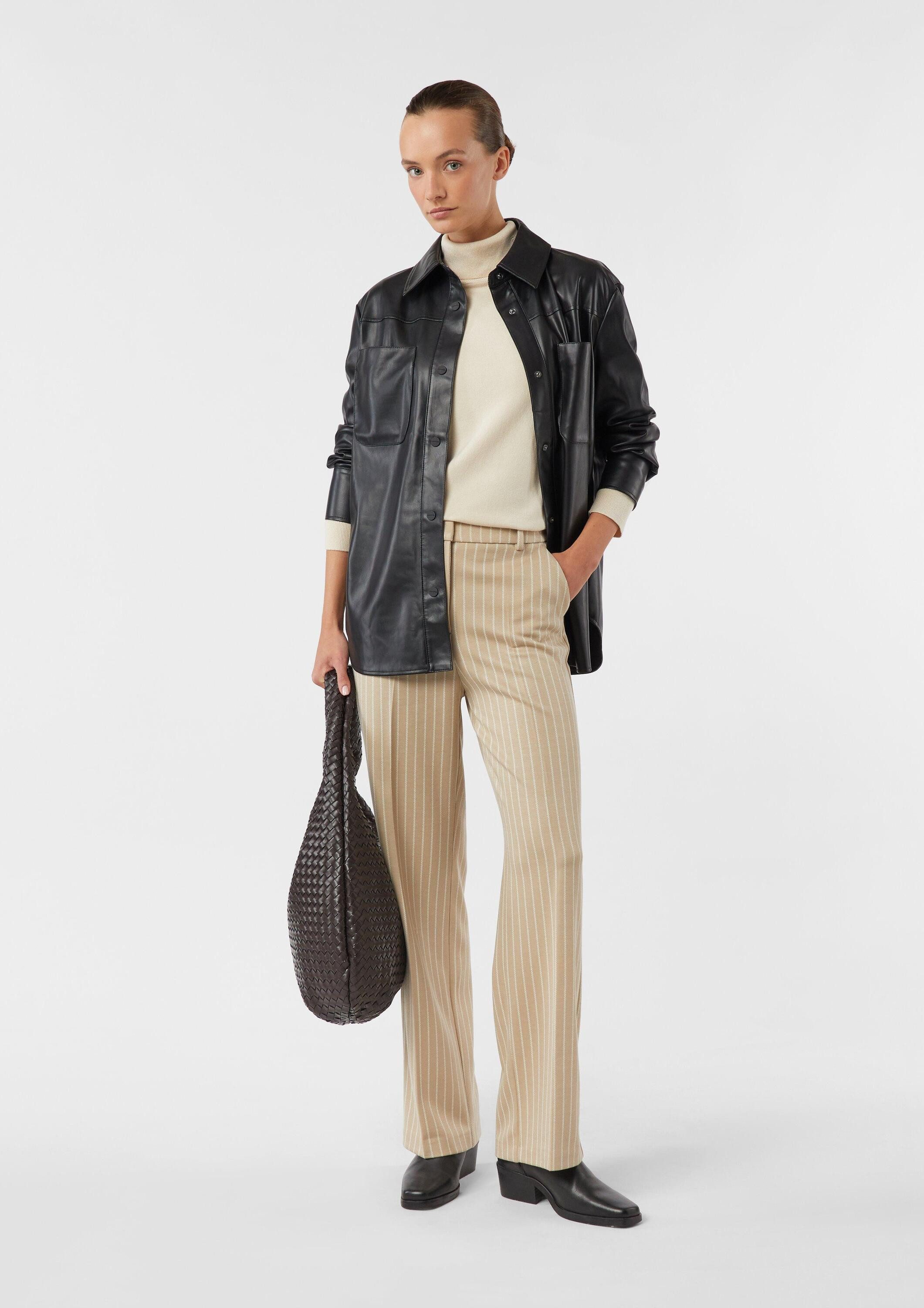 comma 7/8-Hose Hose Marlenehose aus Jersey mit Nadelstreifen