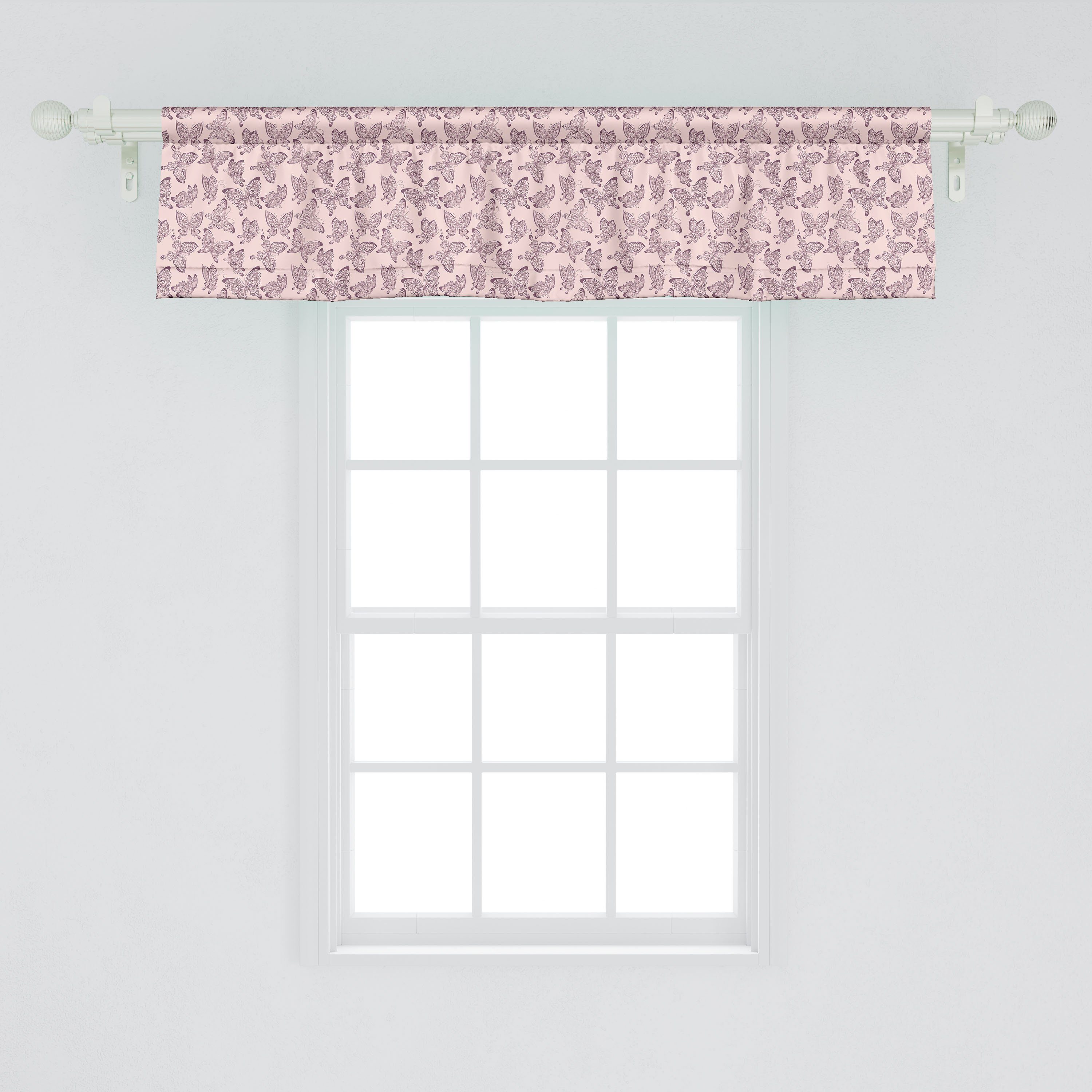 Romantisch Microfaser, mit Küche Abakuhaus, Schlafzimmer Stangentasche, für Dekor der Vorhang Volant Scheibengardine Schmetterlinge Kunst Muster