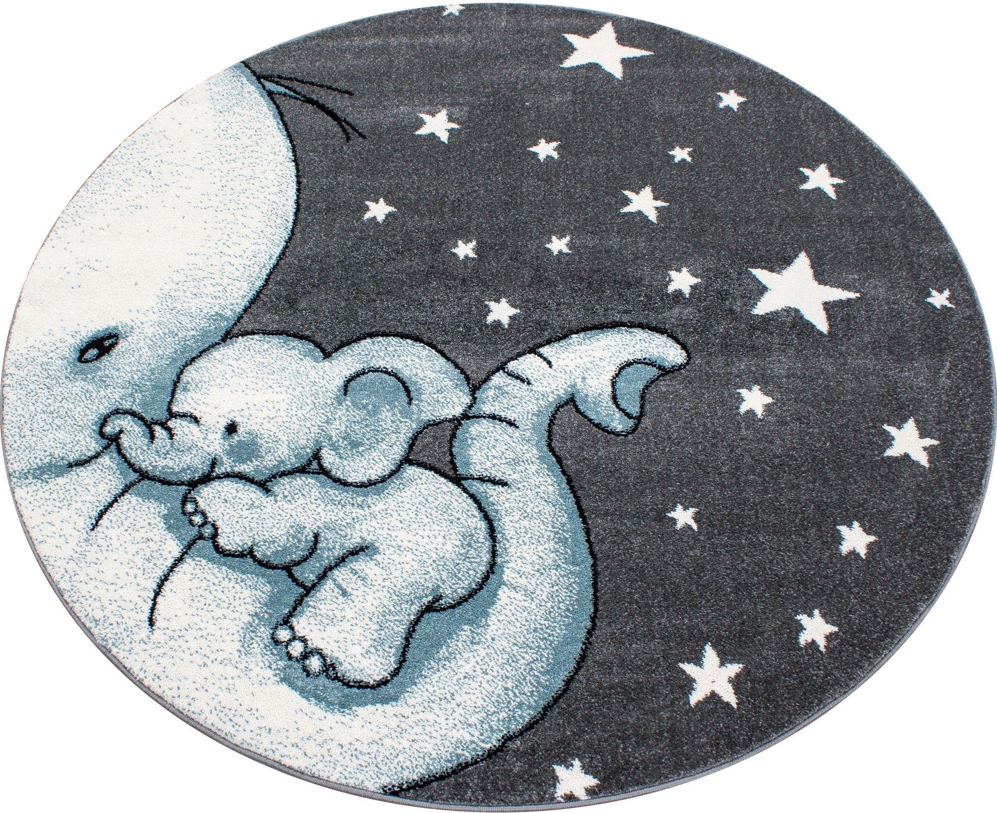 Kinderteppich Kids 560, Ayyildiz Teppiche, rund, Höhe: 12 mm, Elefanten Baby Motiv, Kurzflor