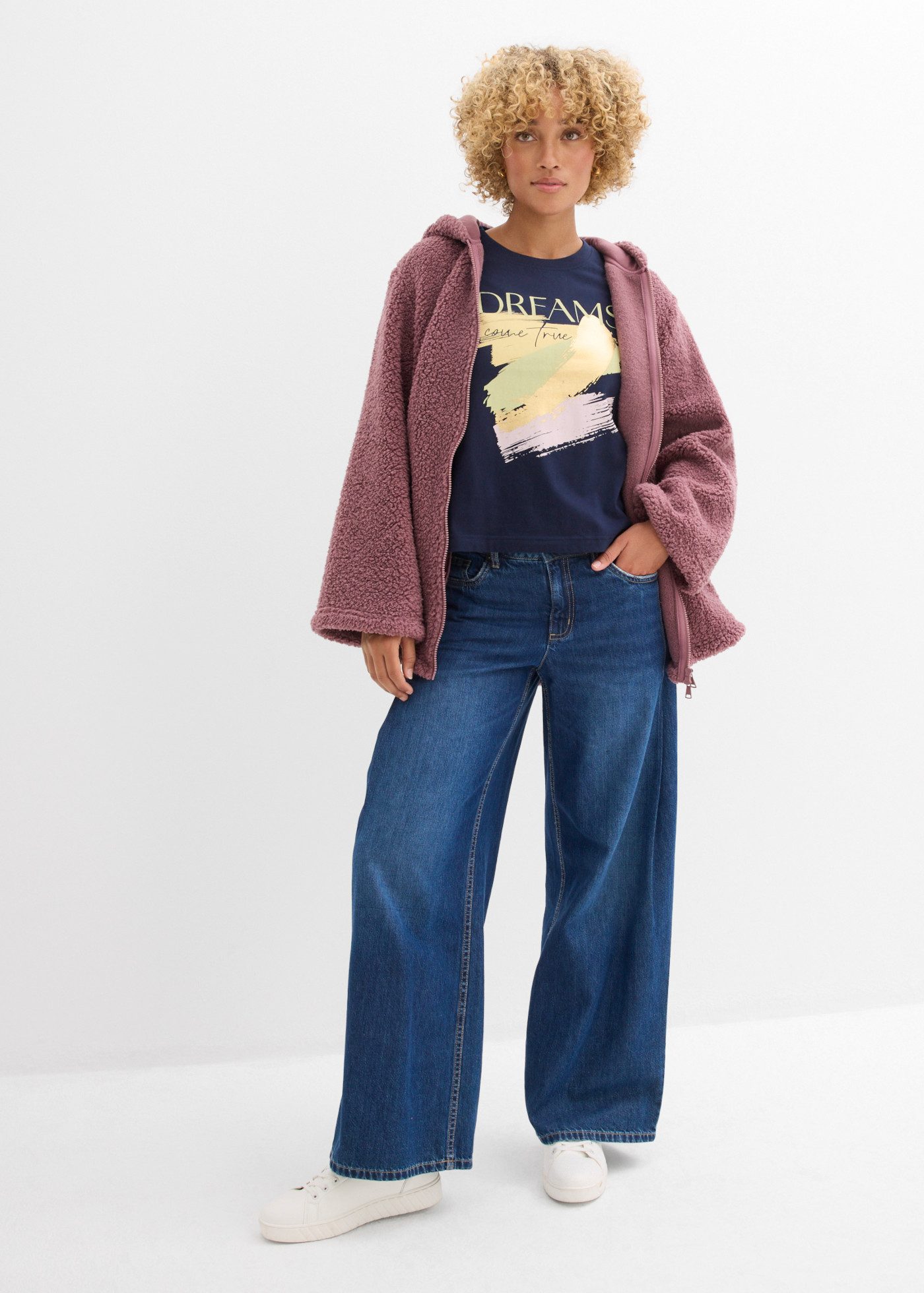 bonprix Fleecejacke aus kuscheligem Teddymaterial, mit 2-Wege-Reißverschluss, in A-Linie – Bild 5 von 5