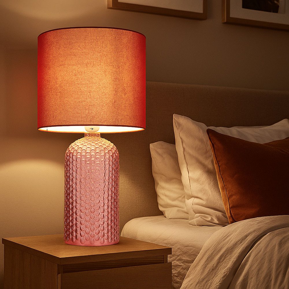 GLOBO LIGHTING Schreibtischlampe, Leuchtmittel inklusive, Warmweiß, Tischleuchte Tischlampe Nachttischleuchte rot Glas LED