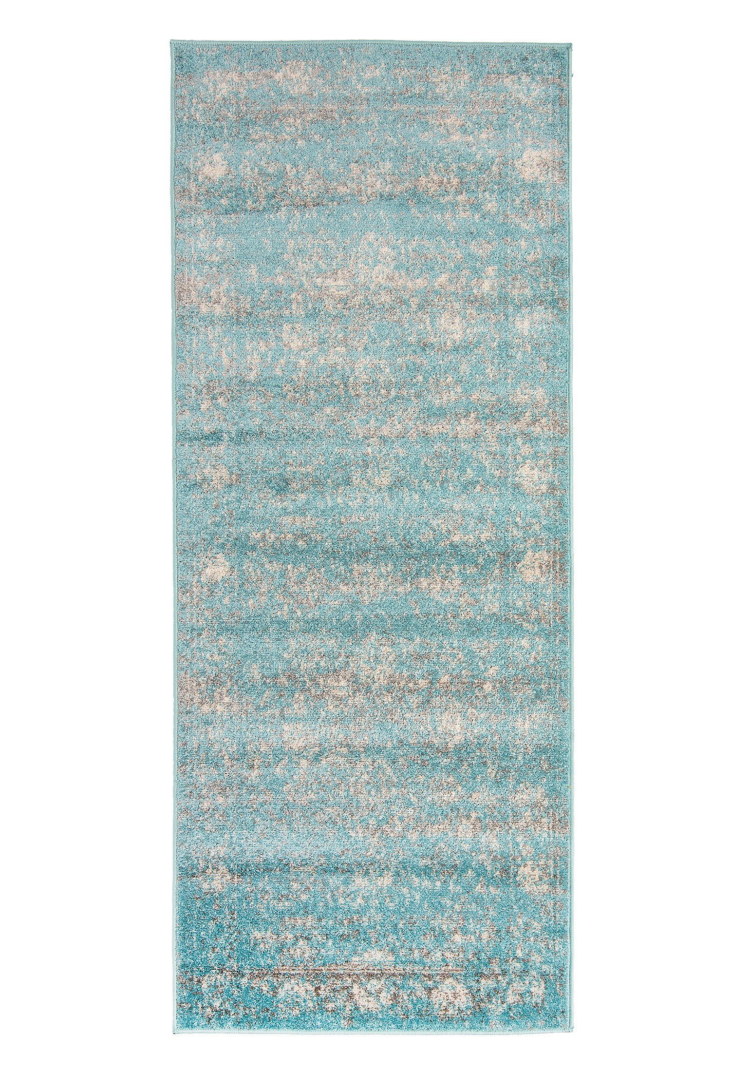 Mazovia Designteppich Vintage Teppich für Wohnzimmer - Vintage Look - Blau, 80 x 300 cm, Vintage, Höhe 8 mm, Kurzflor